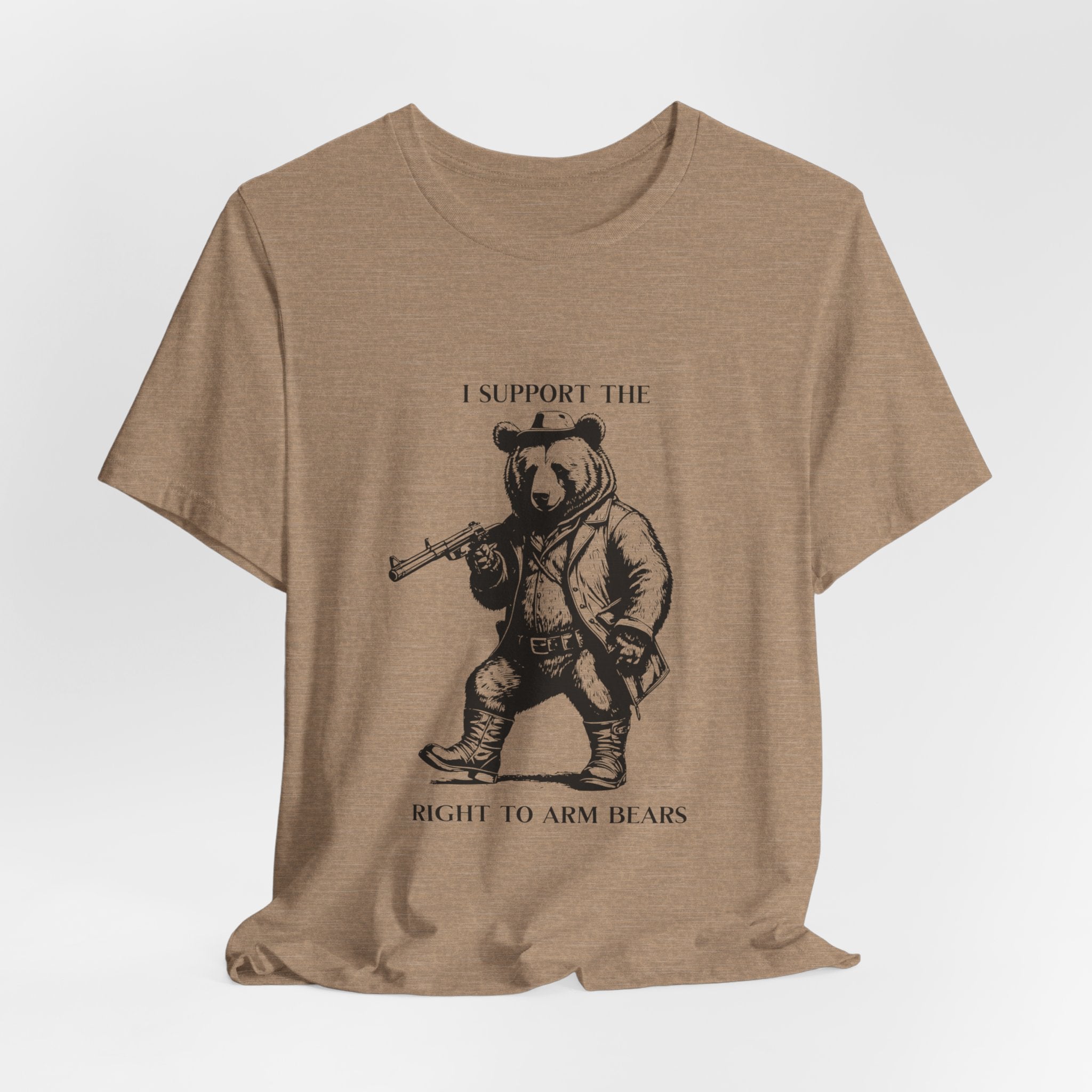 Funny 'I Support the Right to Arm Bears' Graphic T-Shirt - Western Style Cowboy Boot Bear Tee for Animal Lovers & Humor Fans - Perfect for Casual Wear, Parties & Gifts