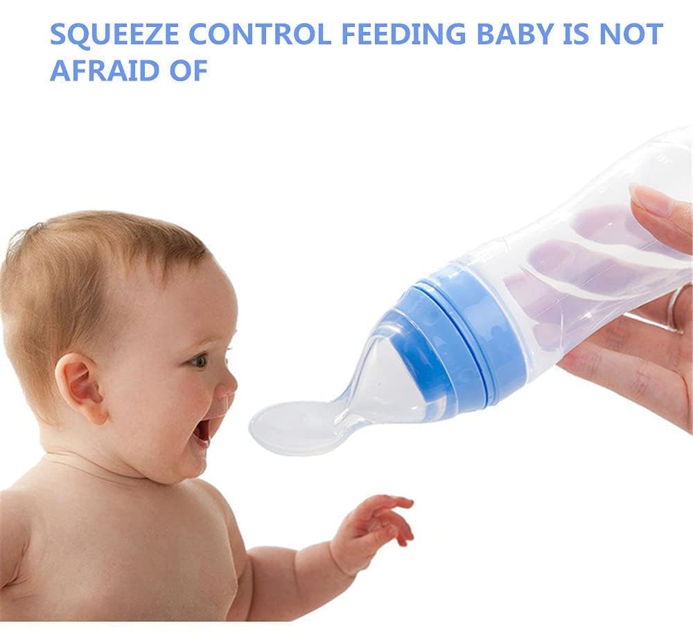 DKB Baby Feeding Set - Silicone Fruit Nibbler Pacifier & Squeeze Spoon Bottle for Milk & Cereal | Infant Feeding Essentials 0-12 Months | Blue Boy Design | Perfect for On-the-Go Meals & Travel