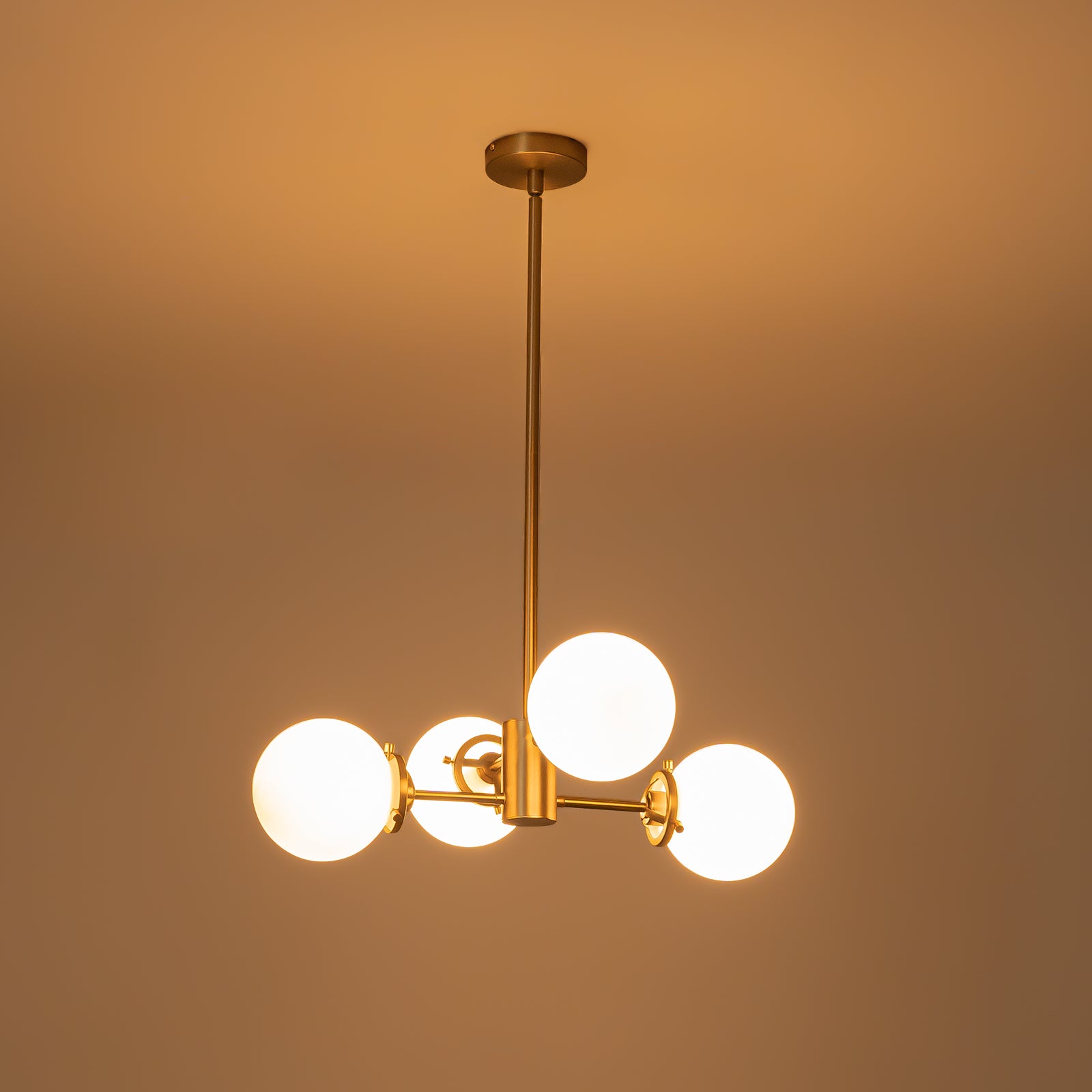 Glowlings 4-Light Modern Opal Glass Sputnik Chandelier - Stylish Ceiling Lighting Fixture for Living Room, Dining Room, Bedroom & Office Decor