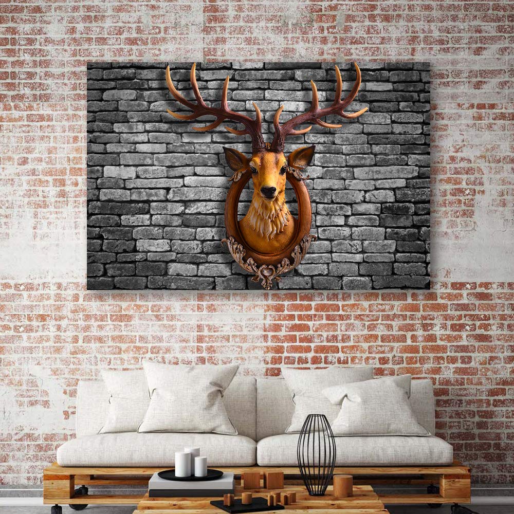Wall26 Canvas Wall Art - Deer Animal Horn Giclee Painting - 32x48 Inches - Modern Home Decor for Living Room, Bedroom, and Office