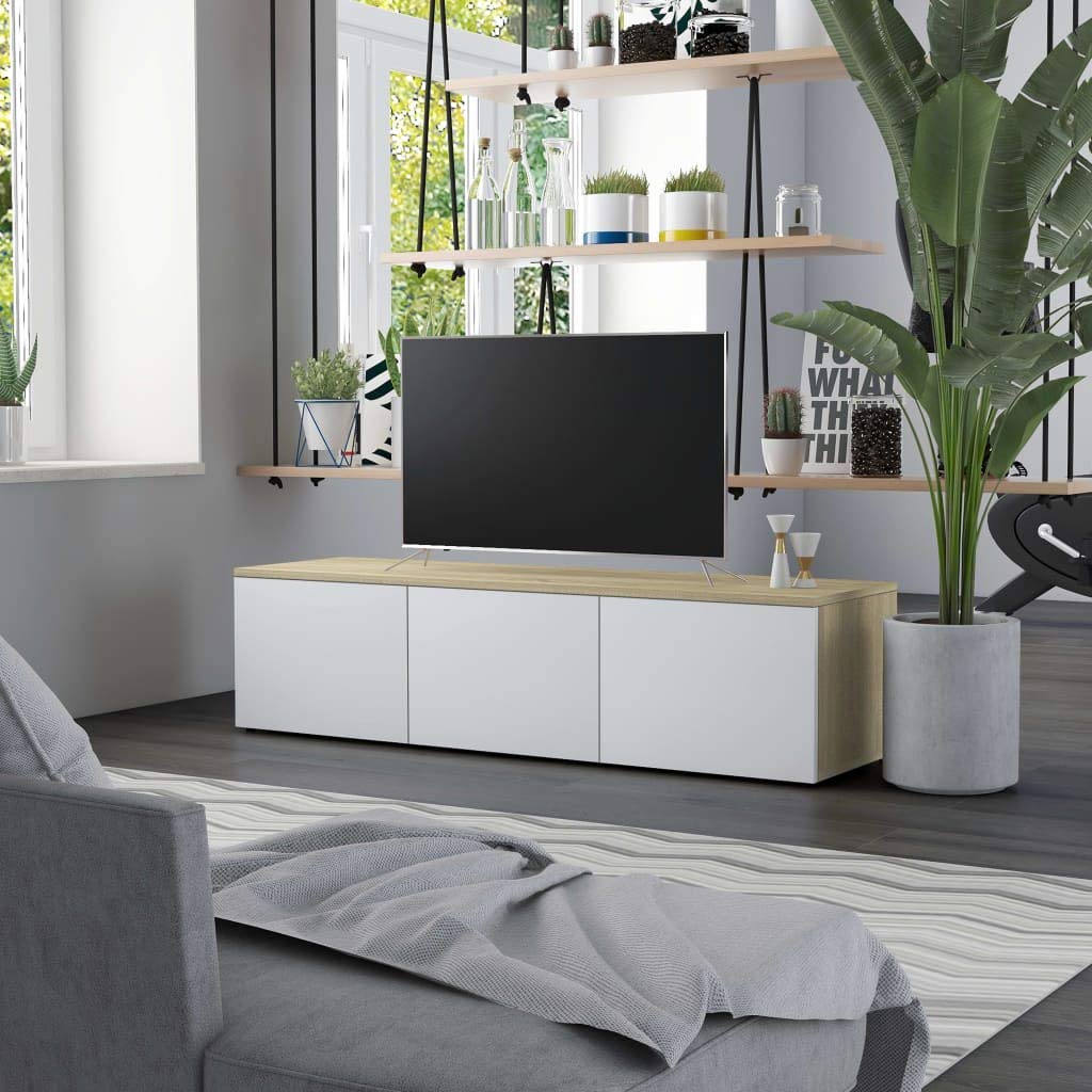 Modern TV Stand for 55 Inch TVs - Wooden Entertainment Center with 3 Drawers, Minimalist TV Console Table & Gaming Storage Cabinet - Perfect for Living Room, Bedroom or Home Theater (47