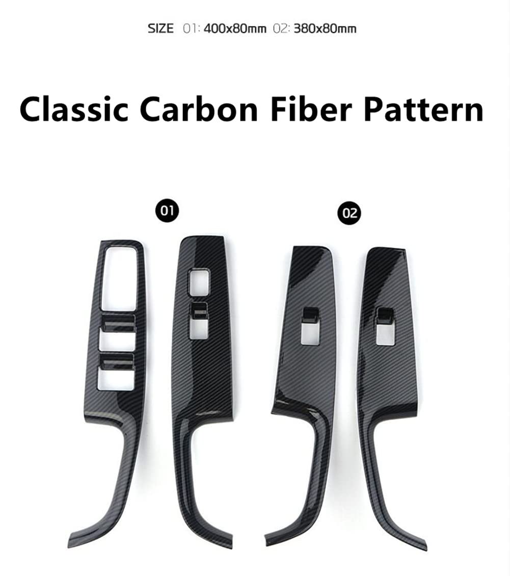 Carbon Fiber Window Switch Panel Cover Trim Compatible with 2017-2020 Genesis G80 (DH) - Premium Car Door Lock Switch Accessories for Enhanced Interior Style & Protection
