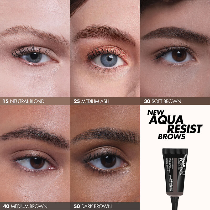 Aqua Resist Brow Sculptor Kit - Waterproof Eyebrow Pencil & Powder Set in Medium Brown for Natural-Looking Brows | Perfect for Daily Makeup, Gym & Swimming