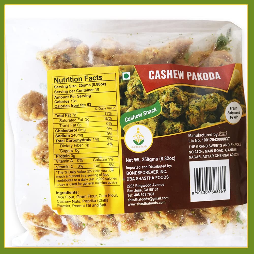 GSS Cashnewnut Pakoda - Crunchy Indian Snack (Pack of 2, 250g Each) | Authentic Bhel Mix for Parties, Movie Nights & Tea Time