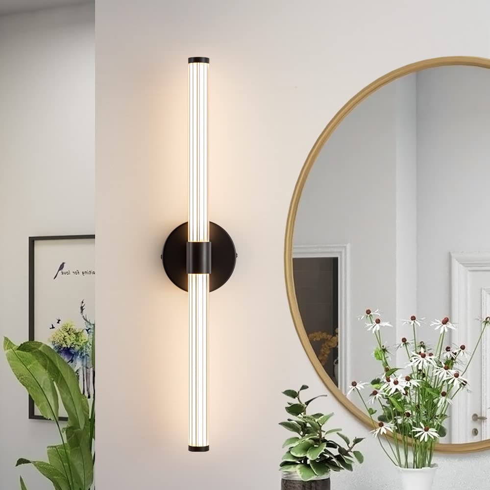 Dimmable LED Bathroom Vanity Lights 22 Inch - 360° Full Lighting Modern Wall Sconce, 4000K Natural White Light for Bathroom Mirror, Bedroom & Living Room - Black | Perfect for Makeup, Shaving & Home Decor