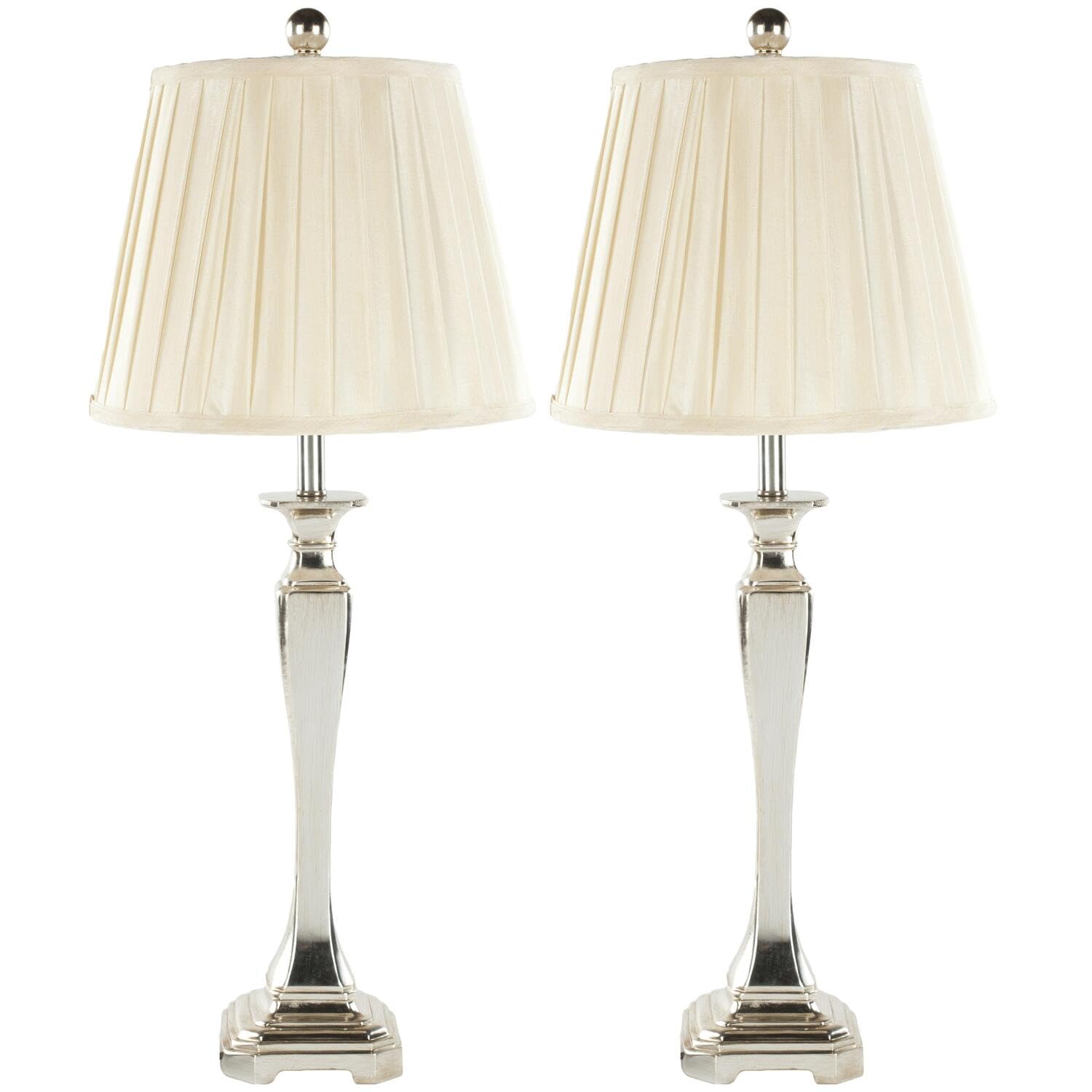 SAFAVIEH Athena Farmhouse Champagne 27-inch Table Lamp Set of 2 with LED Bulbs - Perfect for Bedroom, Living Room & Home Office Nightstand Lighting