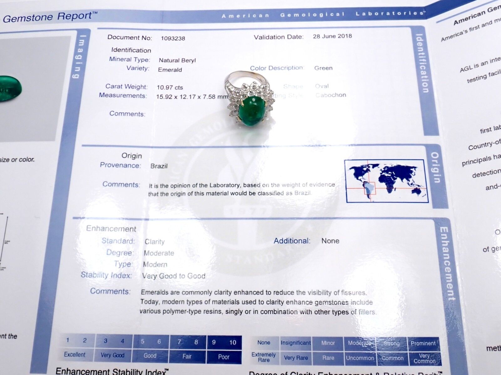 Authentic Craig Drake 18k White Gold Large 10.97ct Emerald Diamond Cocktail Ring for Women - Elegant Statement Jewelry for Parties, Weddings & Special Occasions