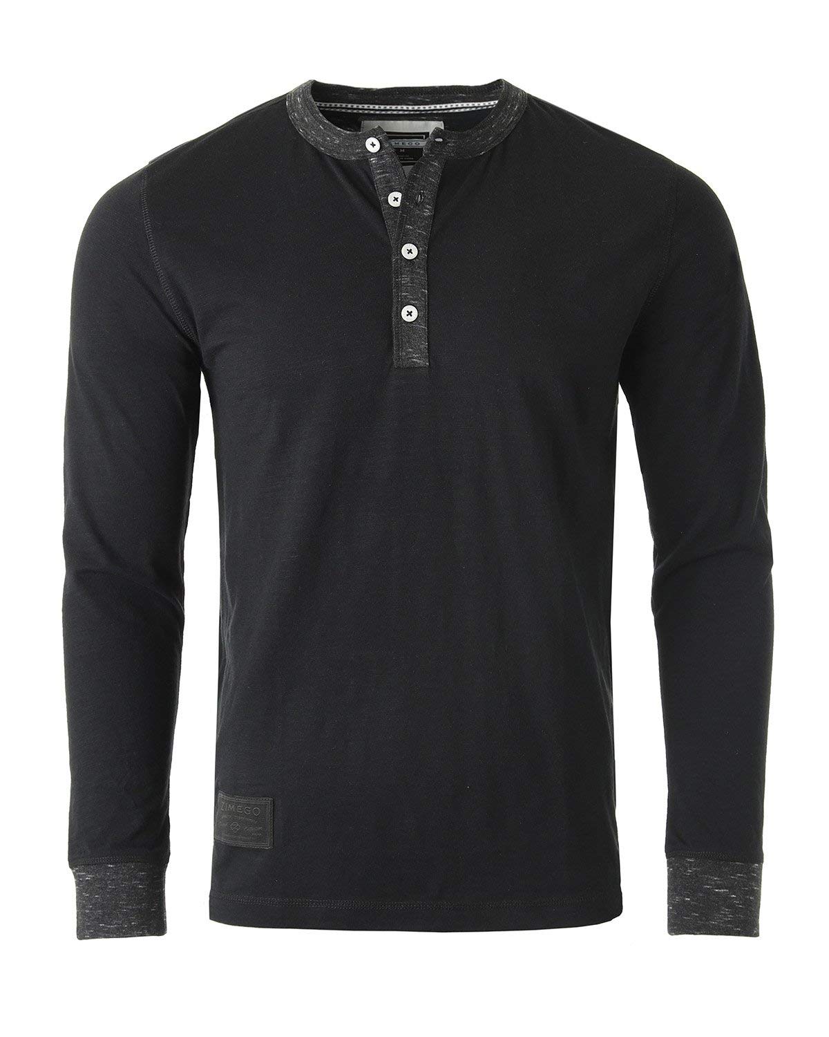 ZIMEGO Men's Casual Long & Short Sleeve Henley Shirt - Button Up Tee for Work, Date Night & Everyday Wear