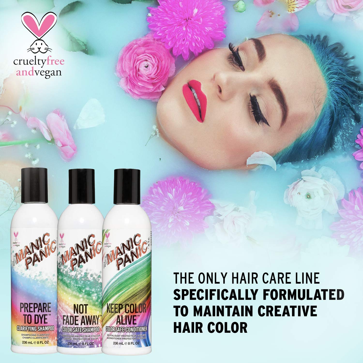 MANIC PANIC Fuschia Shock Dark Pink Semi-Permanent Hair Dye Kit with 40 Volume Bleach Developer, Clarifying Shampoo & Color-Safe Conditioner Set - Vibrant Fashion Hair Color for Parties, Cosplay & Creative Styling