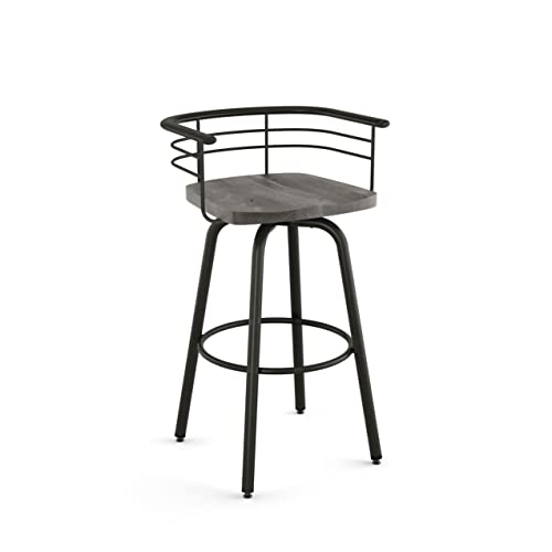 Grey Distressed Wood / Dark Brown Metal Semi-transparent