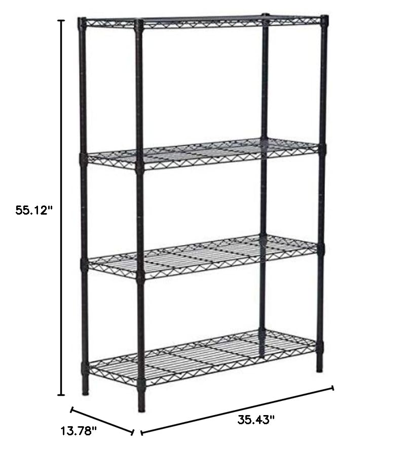 4-Tier Metal Wire Shelving Unit - Heavy Duty Storage Rack for Pantry, Closet, Kitchen, Laundry & Garage Organization - 35.4