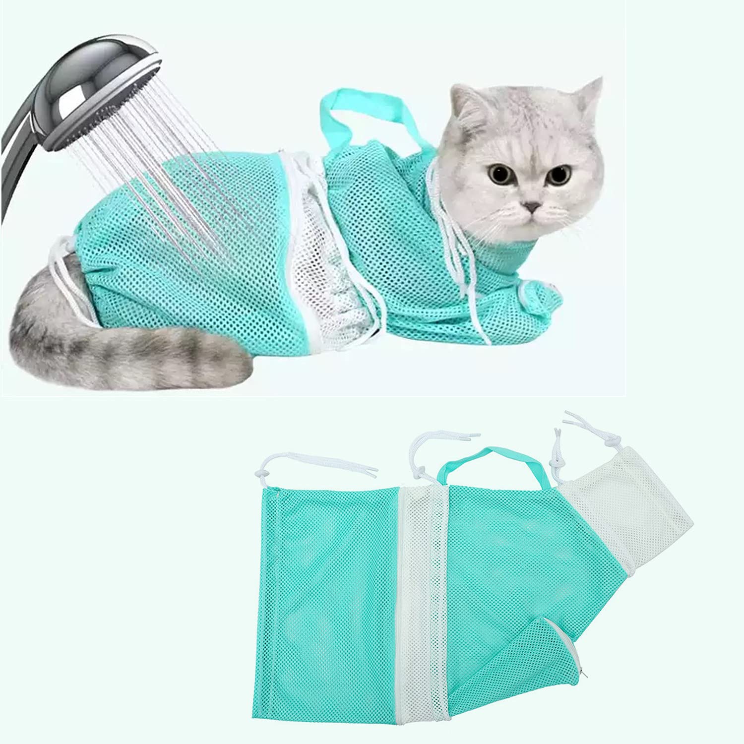 Detachable & Adjustable Cat Washing Bag - Universal Pet Bath Net for Small & Large Cats - Perfect for Stress-Free Bathing, Grooming & Vet Visits