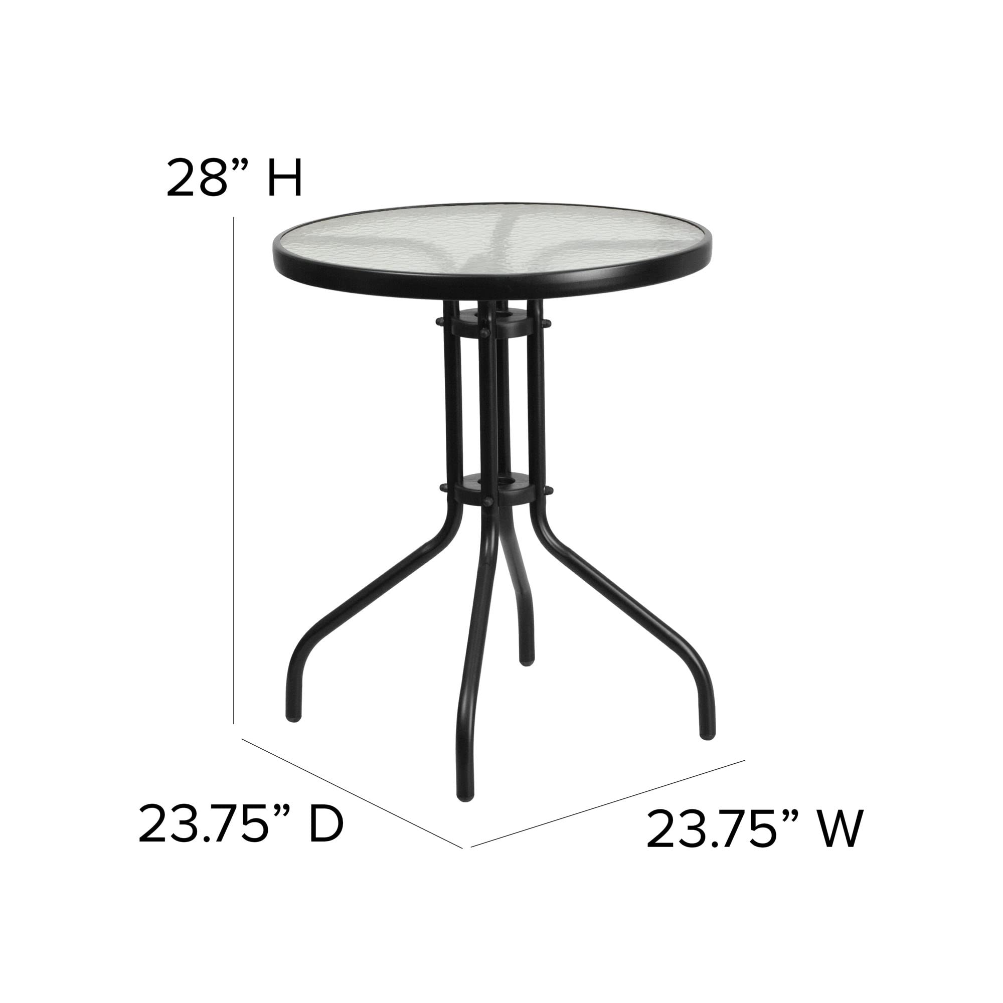Flash Furniture Brazos 3-Piece Outdoor Patio Dining Set with 2 Gray Flex Comfort Stackable Chairs & 23.75