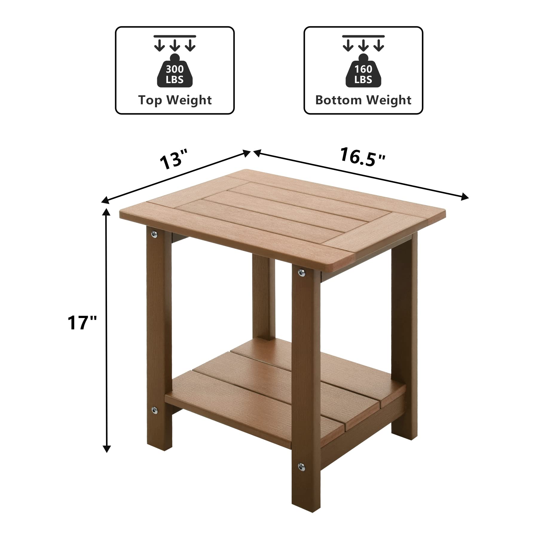 Weather-Resistant Double Adirondack Outdoor Side Table - Durable Teak Rectangular Patio End Table for Adirondack Chairs | Perfect for Poolside, Garden, and Deck Relaxation