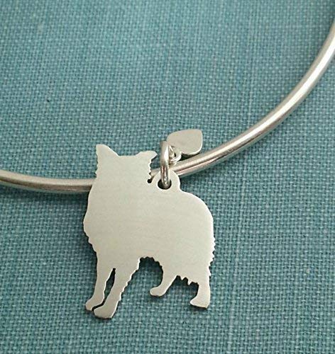 925 Sterling Silver Border Collie Dog Charm Bangle Bracelet - Pet Memorial Jewelry Gift for Dog Lovers - Perfect for Remembrance, Sympathy & Special Occasions