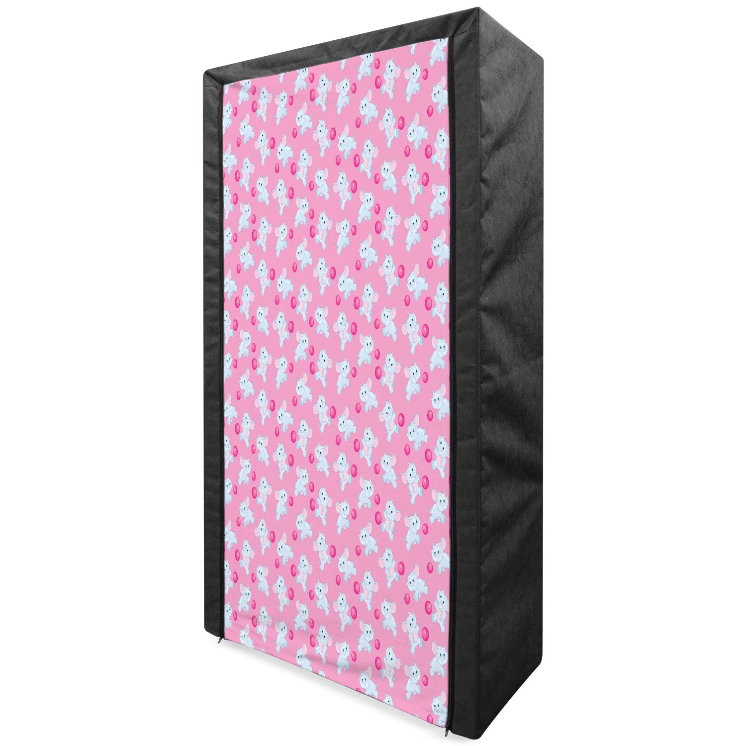 Ambesonne Portable Fabric Wardrobe for Girls - Happy Animal Print with Fun Dots, 33.5