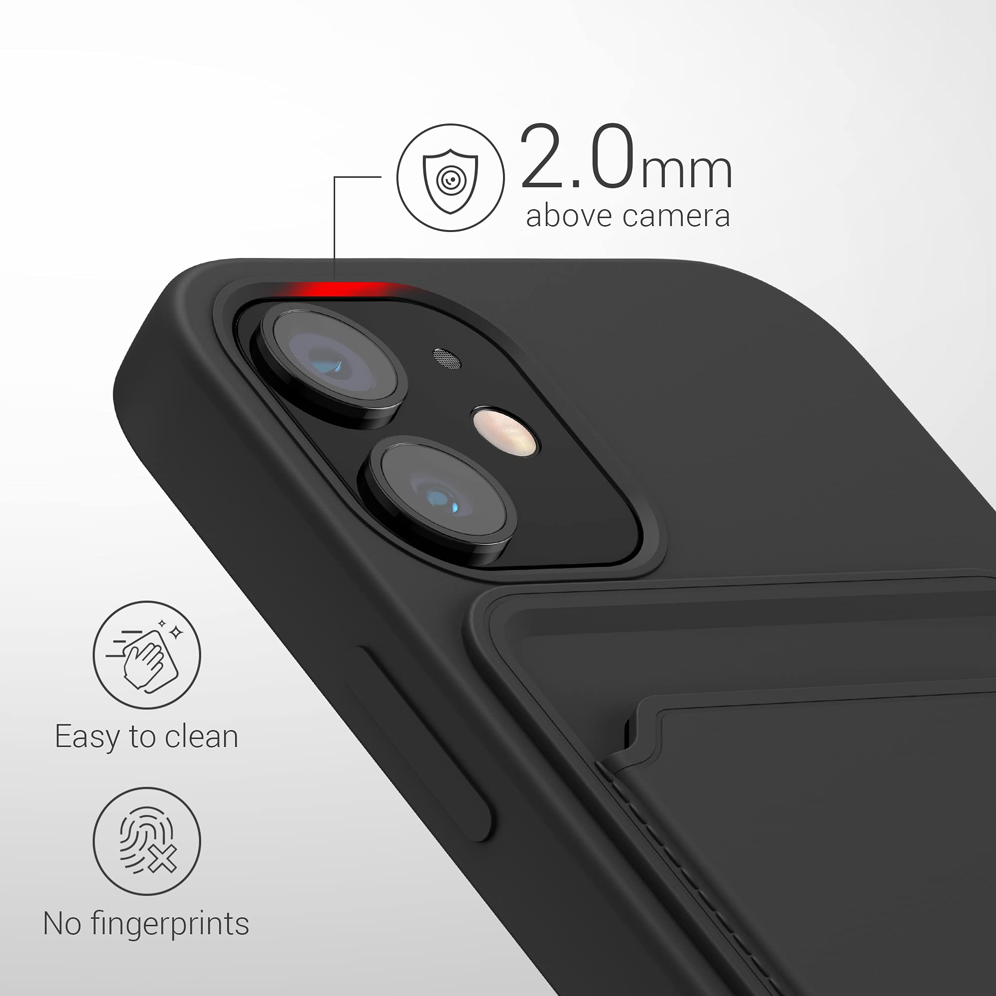 kwmobile Shockproof TPU Case for Apple iPhone 12 Mini with Credit Card Holder - Slim Protective Phone Cover (Black) - Perfect for Everyday Use, Travel & Business Meetings