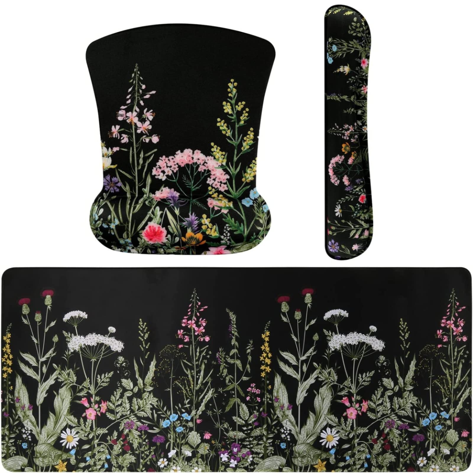 iCasso 3Pcs Gaming Mouse Pad Set with Wrist Rest for Office & Home Use