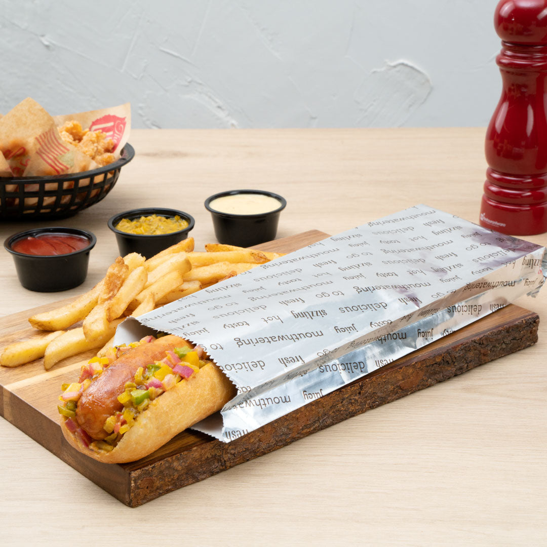 100-Pack Large Hot Dog Foil Bags 3.75