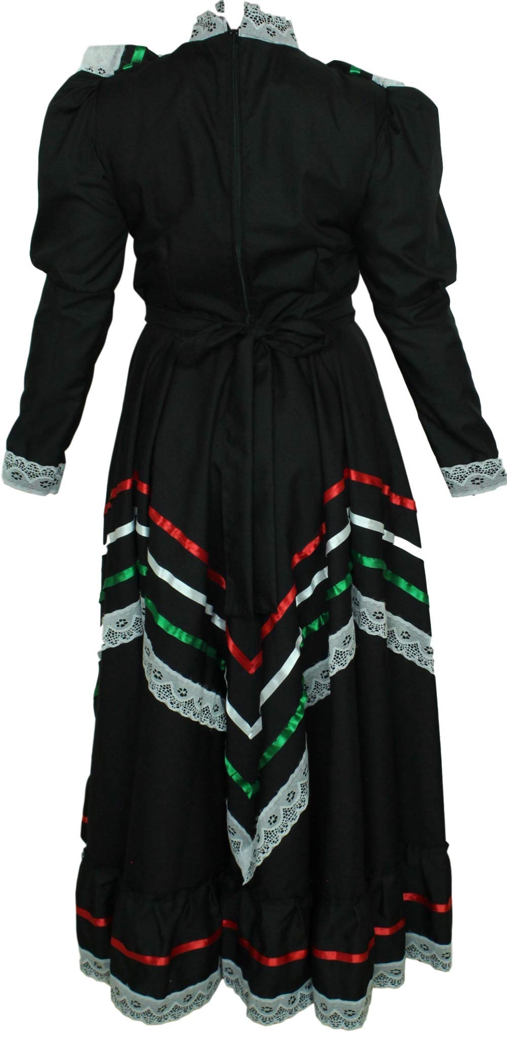 Authentic Mexican Jalisco Dress - Traditional Folklorico Costume for Women (Size L, Black) | Perfect for Cinco de Mayo, Fiesta, Dance Performances & Cultural Events