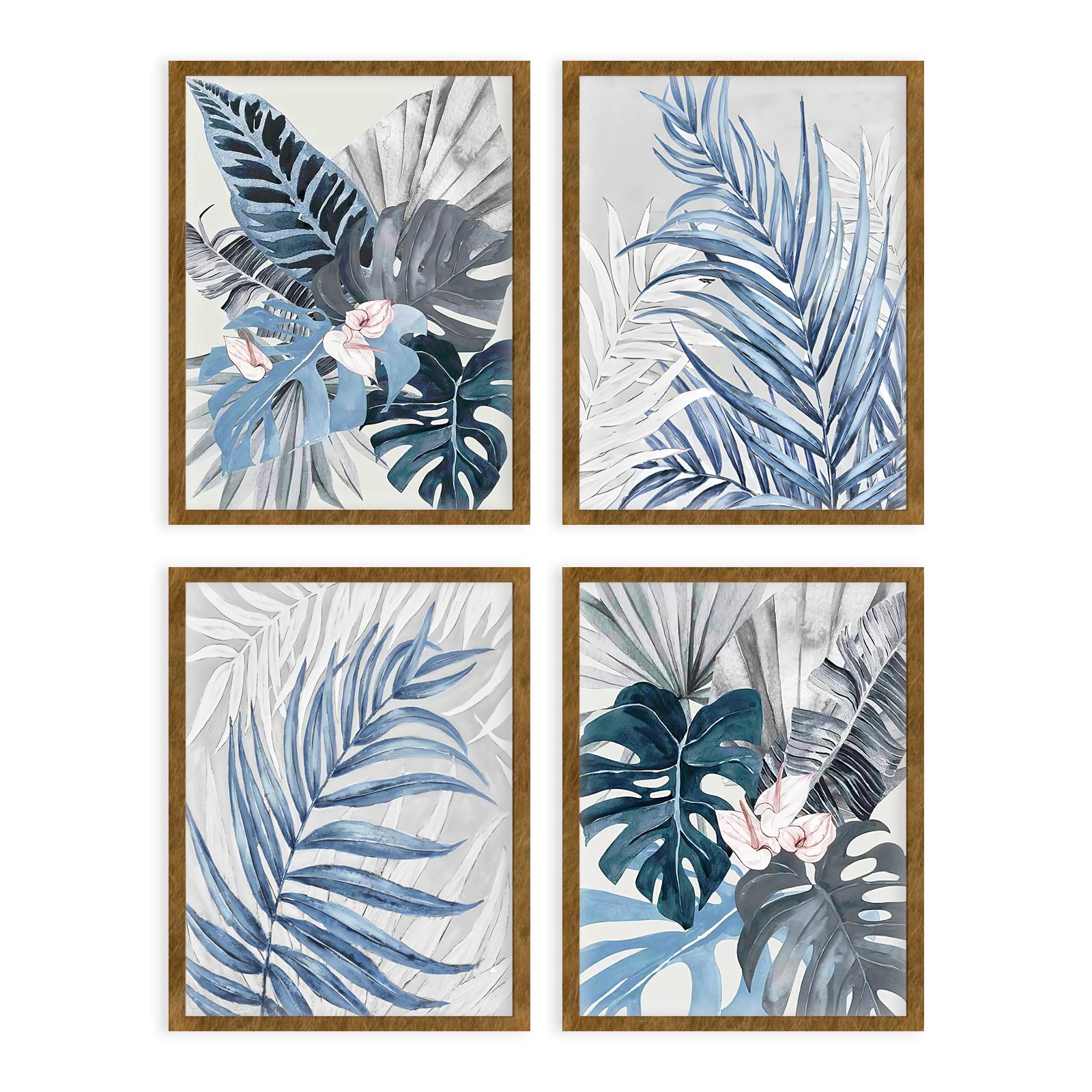 Boho Tropical Watercolor Botanical Wall Art Prints - Set of 4 Unframed 8x10 Inch Sage Green Monstera Leaf Paintings for Bathroom, Bedroom & Kitchen Decor | Perfect for Home, Office or Gift Giving