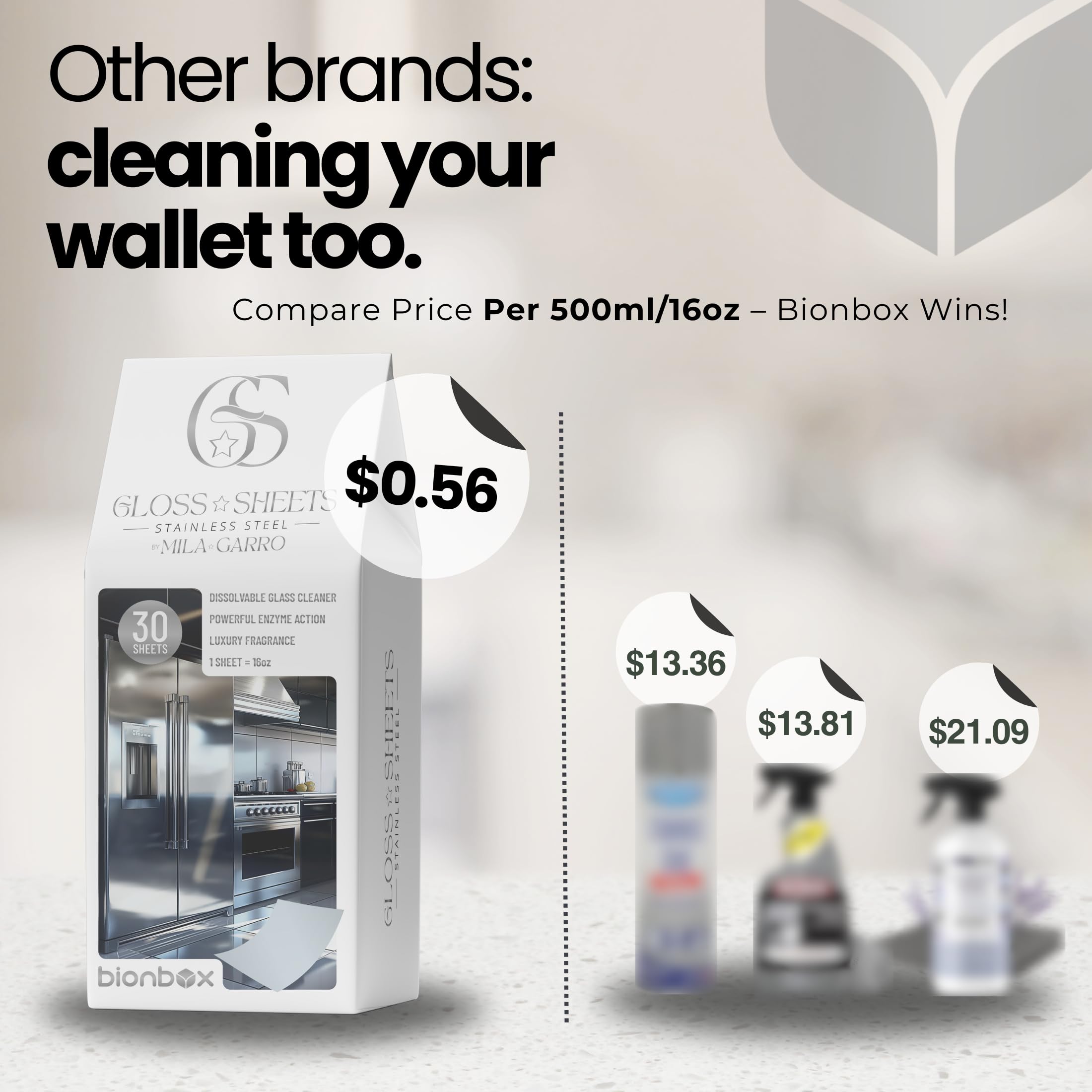 Premium Stainless Steel Cleaner Concentrate - Makes 3.75 Gallons | Removes Fingerprints, Water Marks & Grease | Professional-Grade Appliance Cleaner | Includes 2 Free Microfiber Cloths | Ideal for Kitchen Appliances, Sinks & Commercial Equipment