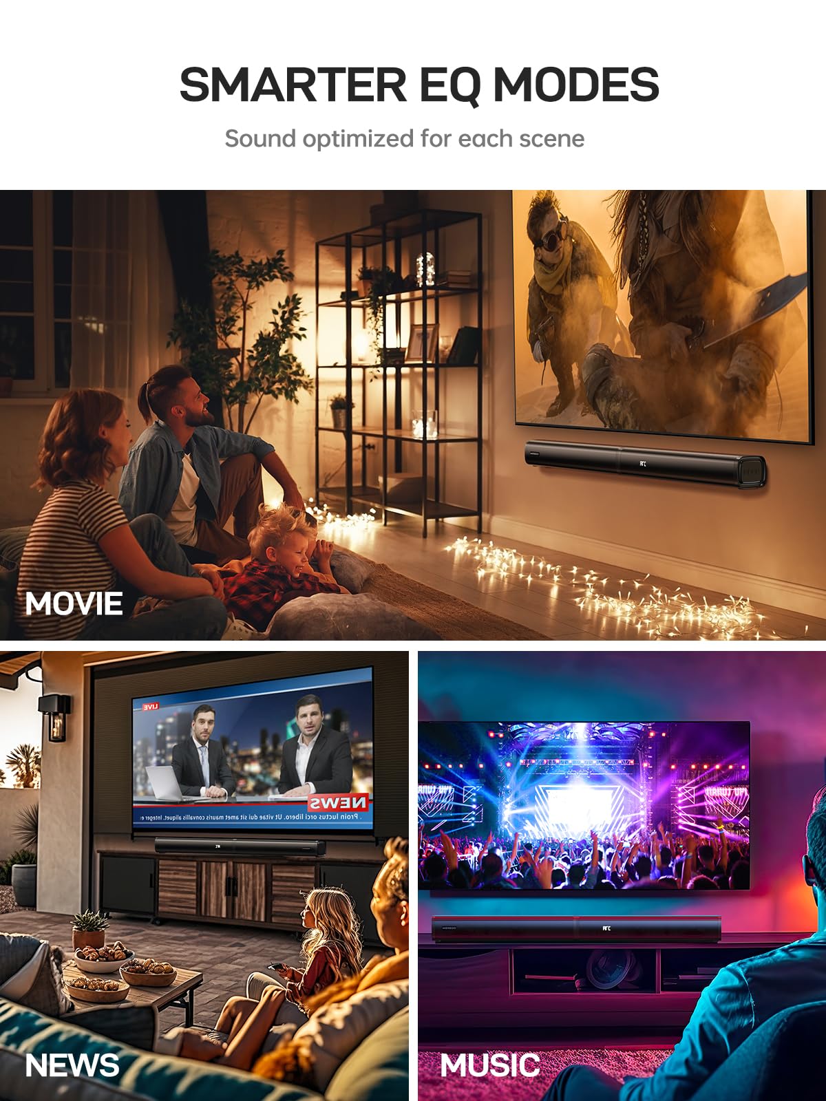 MEVOSTO 2-in-1 Separable Soundbar for TV with Built-in Subwoofer - 2.2CH, HDMI ARC/Optical/AUX/BT 5.0, Adjustable Bass/Treble, Wall Mountable - Perfect for Home Theater, Gaming PC, and Surround Sound Experience