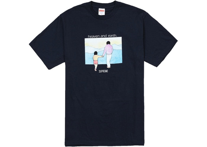 Supreme Heaven and Earth Graphic T-Shirt - Navy Blue Cotton Tee for Men - Casual Streetwear & Urban Fashion