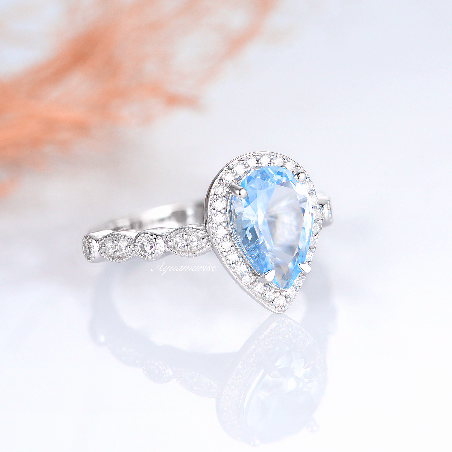 Exquisite Aquamarine Gemstone Ring in Sterling Silver - Elegant Jewelry for Women, Perfect for Weddings, Anniversaries & Special Occasions