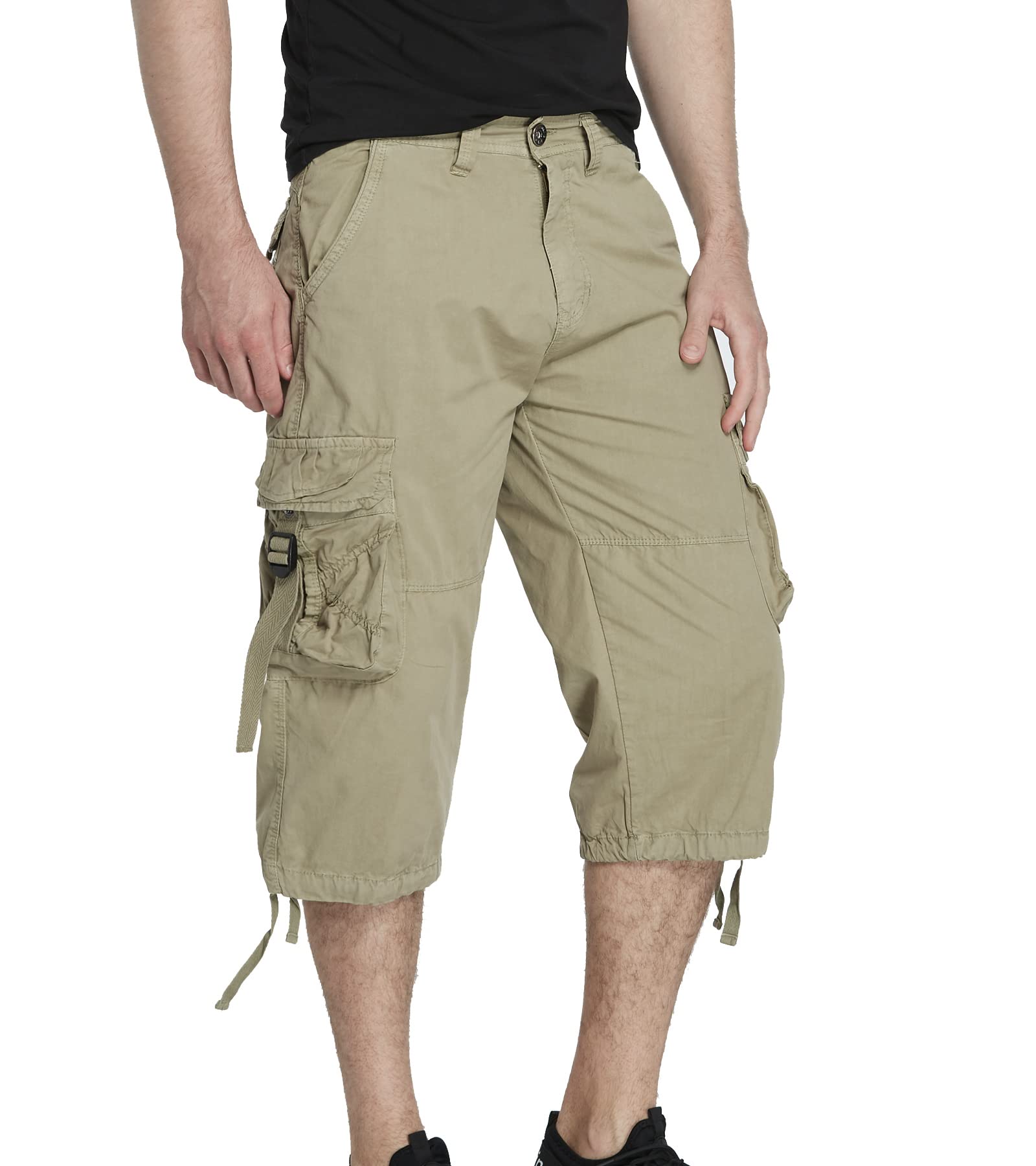 Men's 3/4 Length Cargo Shorts - Below The Knee Casual & Utility Shorts for Outdoor Activities, Hiking, and Summer Wear