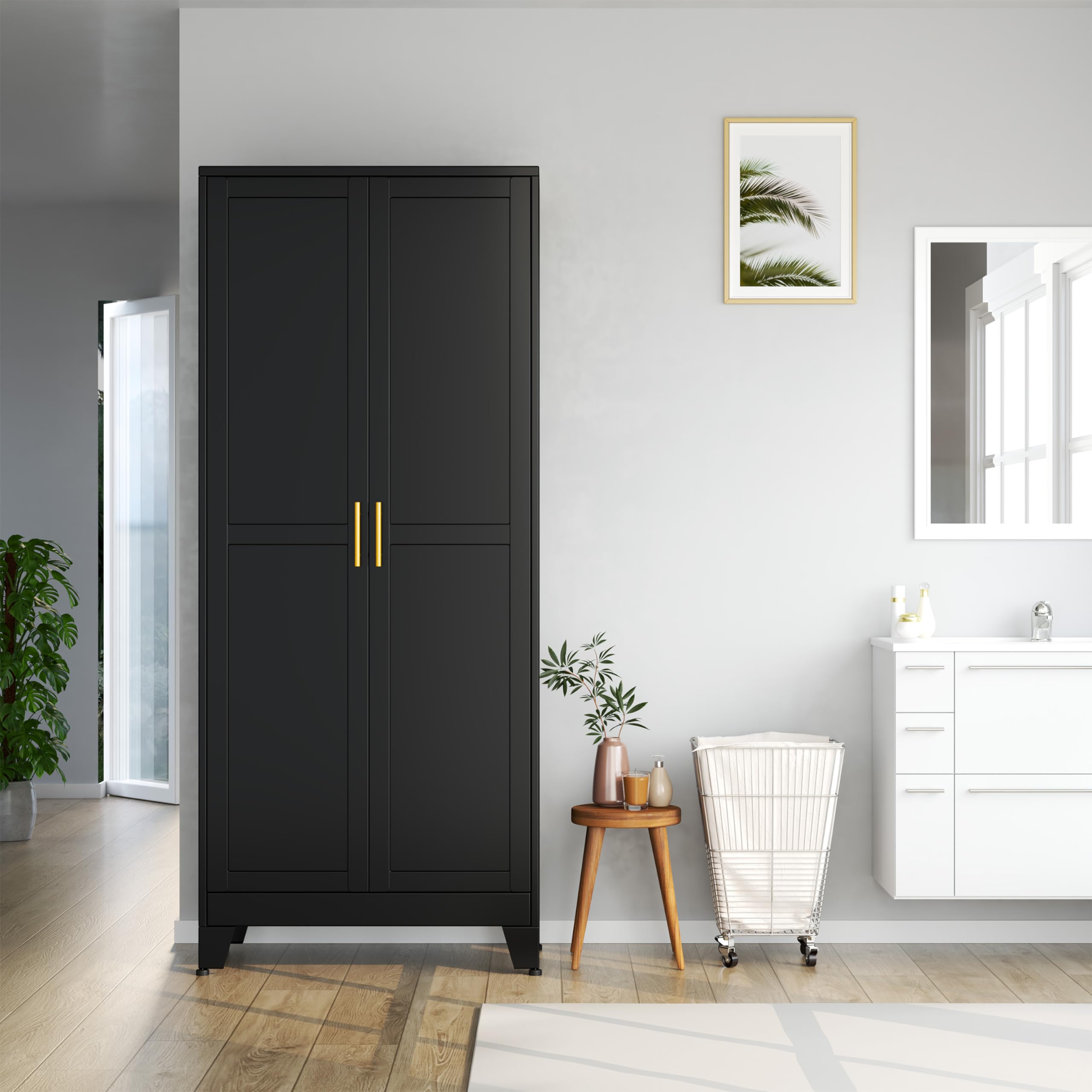 Kitchen Pantry Storage Cabinet with Doors & Adjustable Shelves - 75