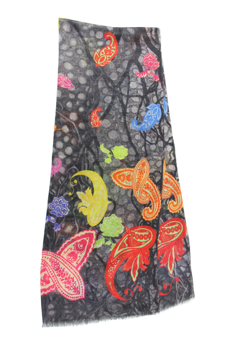 Stylish Bright Paisley Scarf for Women - Soft Fashion Accessory for Fall & Winter - Perfect for Office, Travel and Casual Outfits