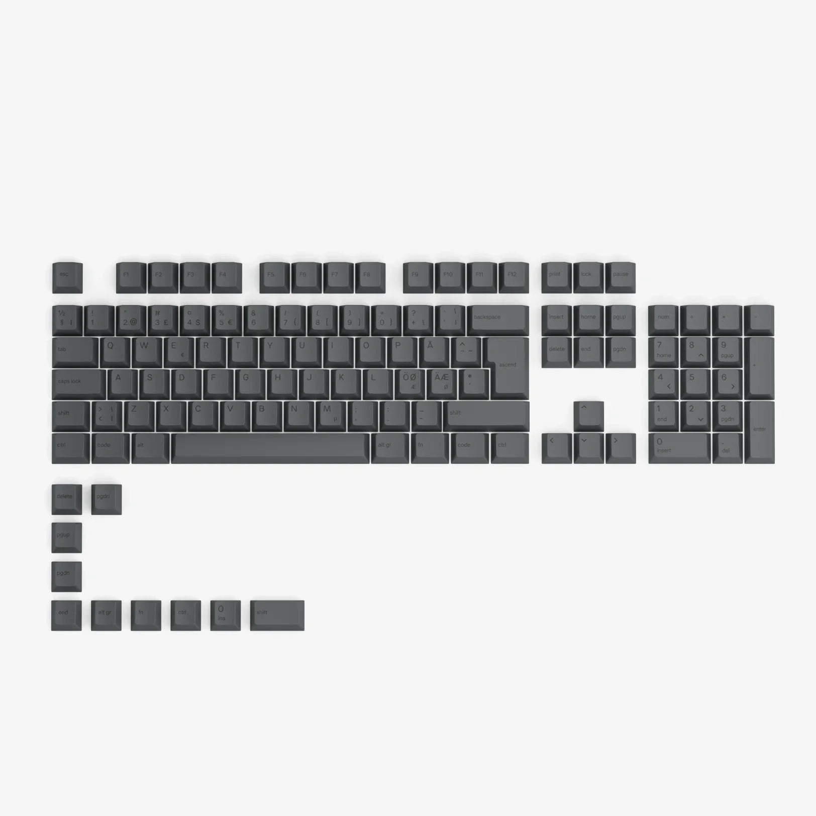 Premium GPBT Black Ash V1 Dye-Sublimated Keycaps - Custom Mechanical Keyboard Keycaps for Gaming & Typing (Compatible with Cherry MX Switches) - Perfect for Esports, Office Work & PC Enthusiasts