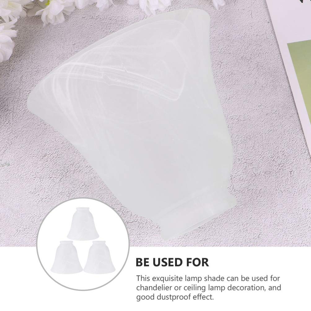 DOITOOL 3-Pack Frosted Glass Bell Chandelier Shades - E27 Interface Lamp Covers for Ceiling Fan Lights, Wall Lights & Pendant Fixtures - Elegant Lighting for Living Room, Bedroom & Dining Room Decor