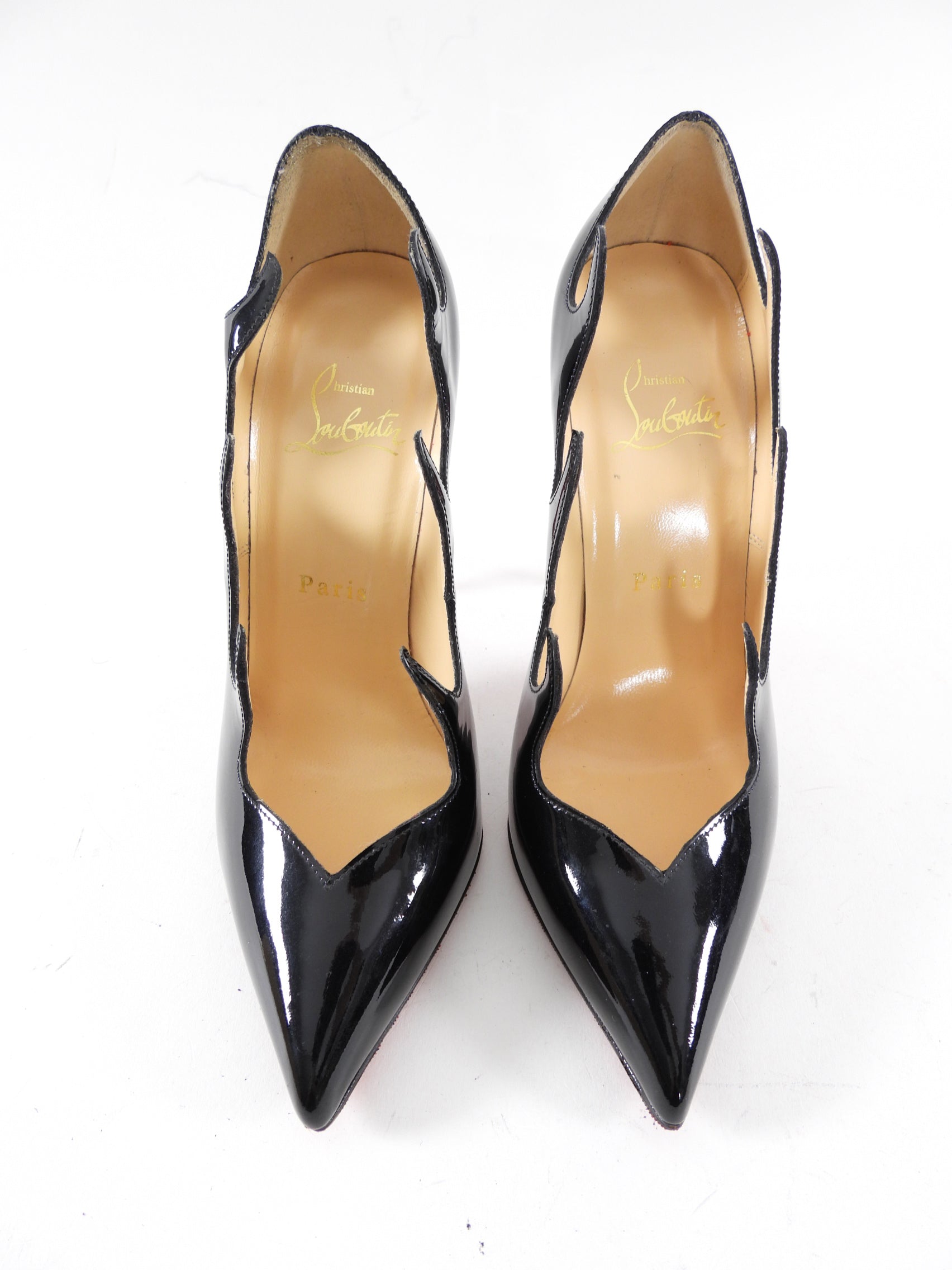 Christian Louboutin Black Patent Leather Olavague 115mm High Heel Pumps Size 35.5 - Perfect for Evening Parties & Formal Events