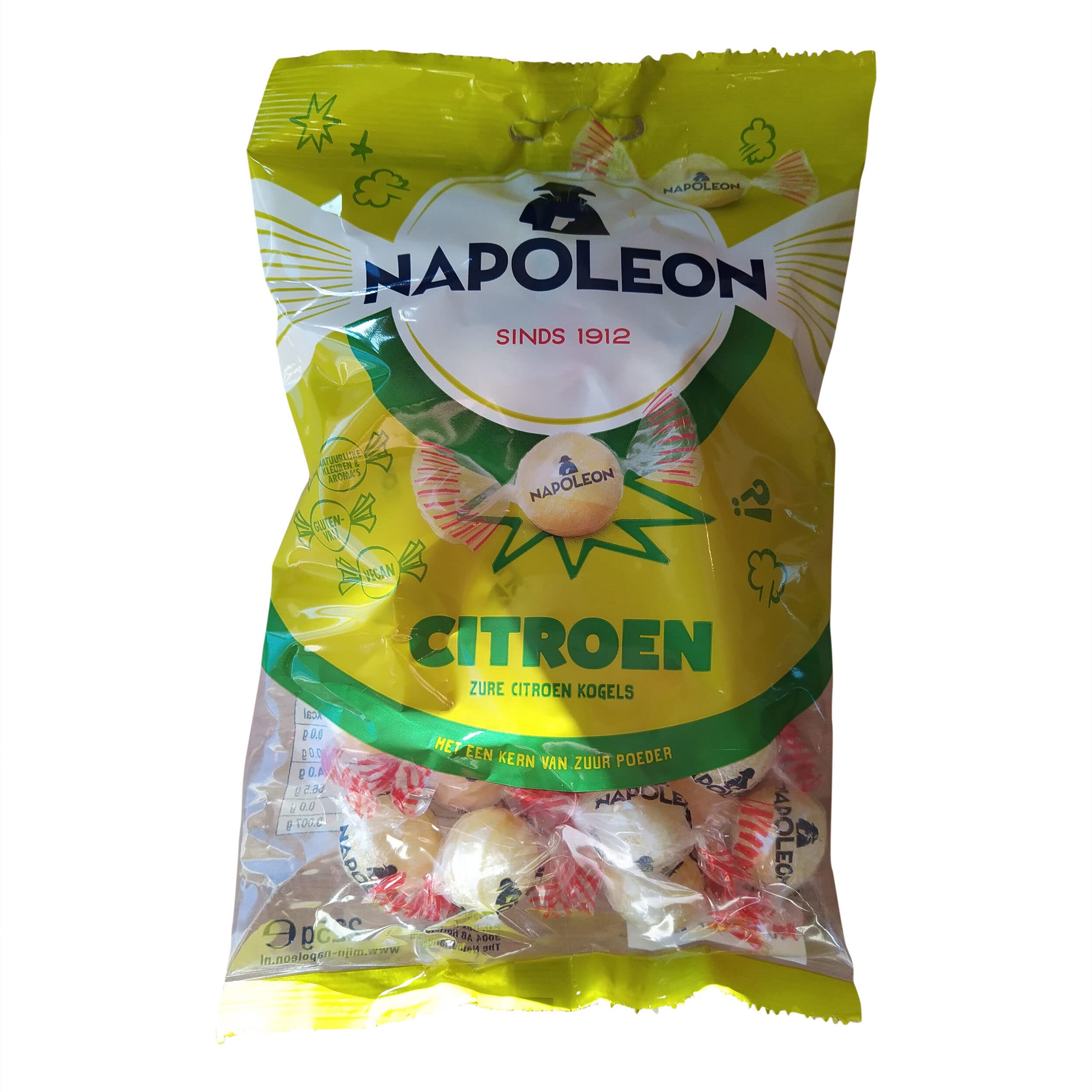 Napoleon Lemon Candy with Fizzy Powder - 7.93 Ounce Bag | Sour & Sweet Lemon Flavored Hard Candy | Perfect for Parties, Gifts & Movie Nights