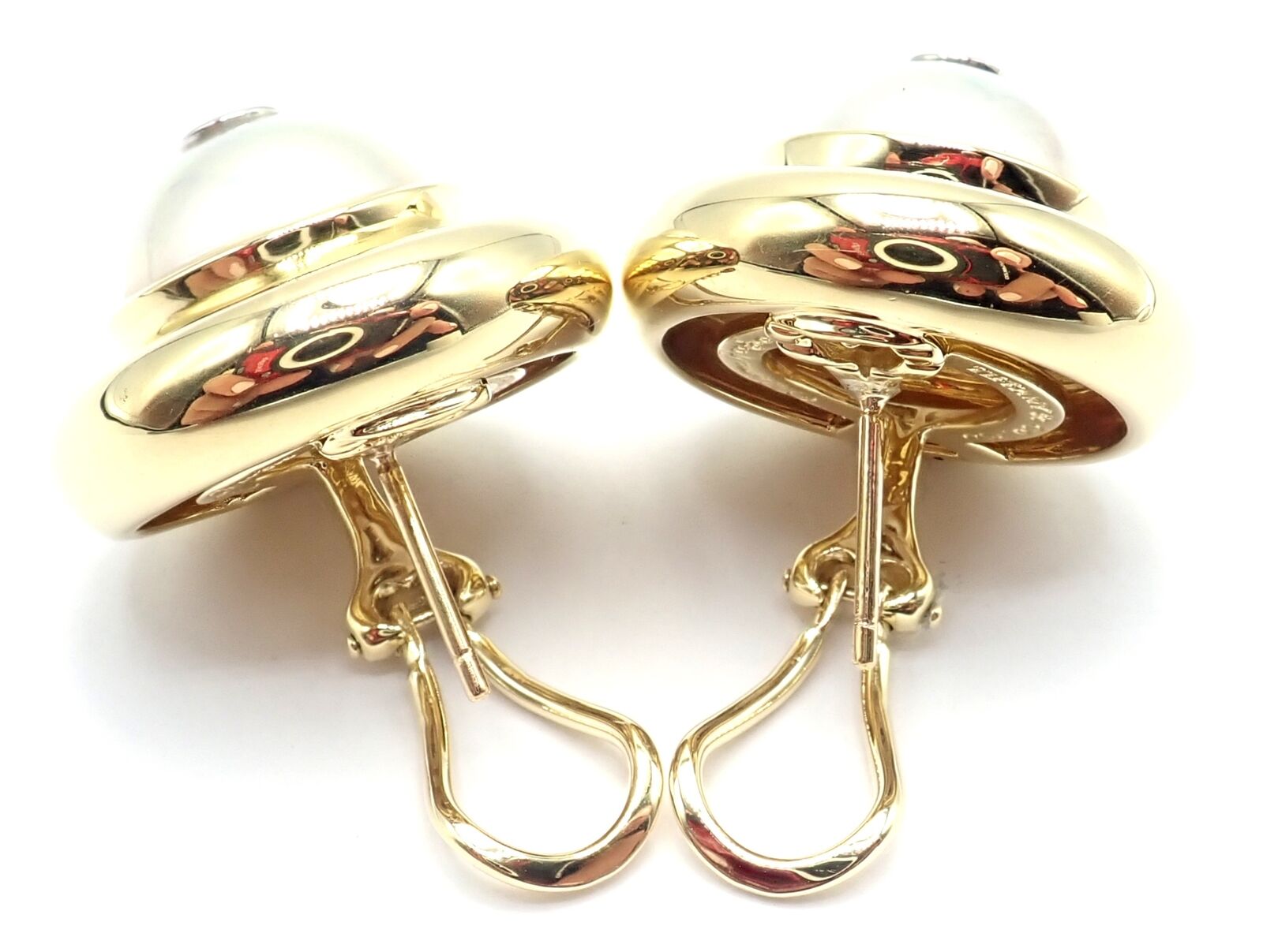 Authentic Tiffany & Co Picasso 18k Yellow Gold Diamond Mabe Pearl Earrings - Luxury Jewelry for Women, Perfect for Weddings, Anniversaries & Special Occasions