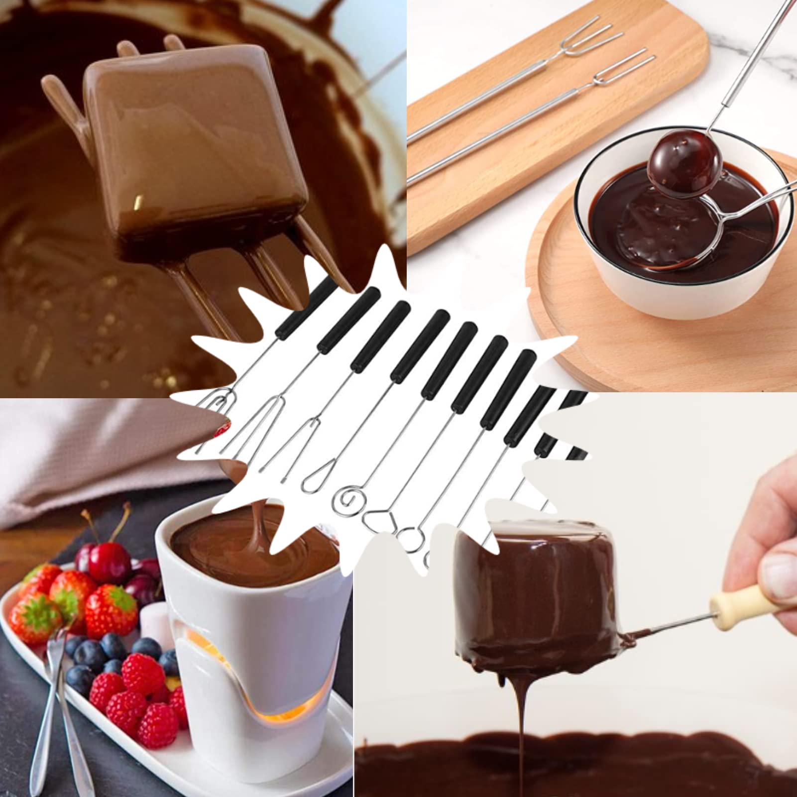 10Pcs Stainless Steel Chocolate Dipping Forks - Professional Baking Tools for DIY Desserts, Candy Making & Cake Decorating - Perfect for Parties, Weddings & Home Baking