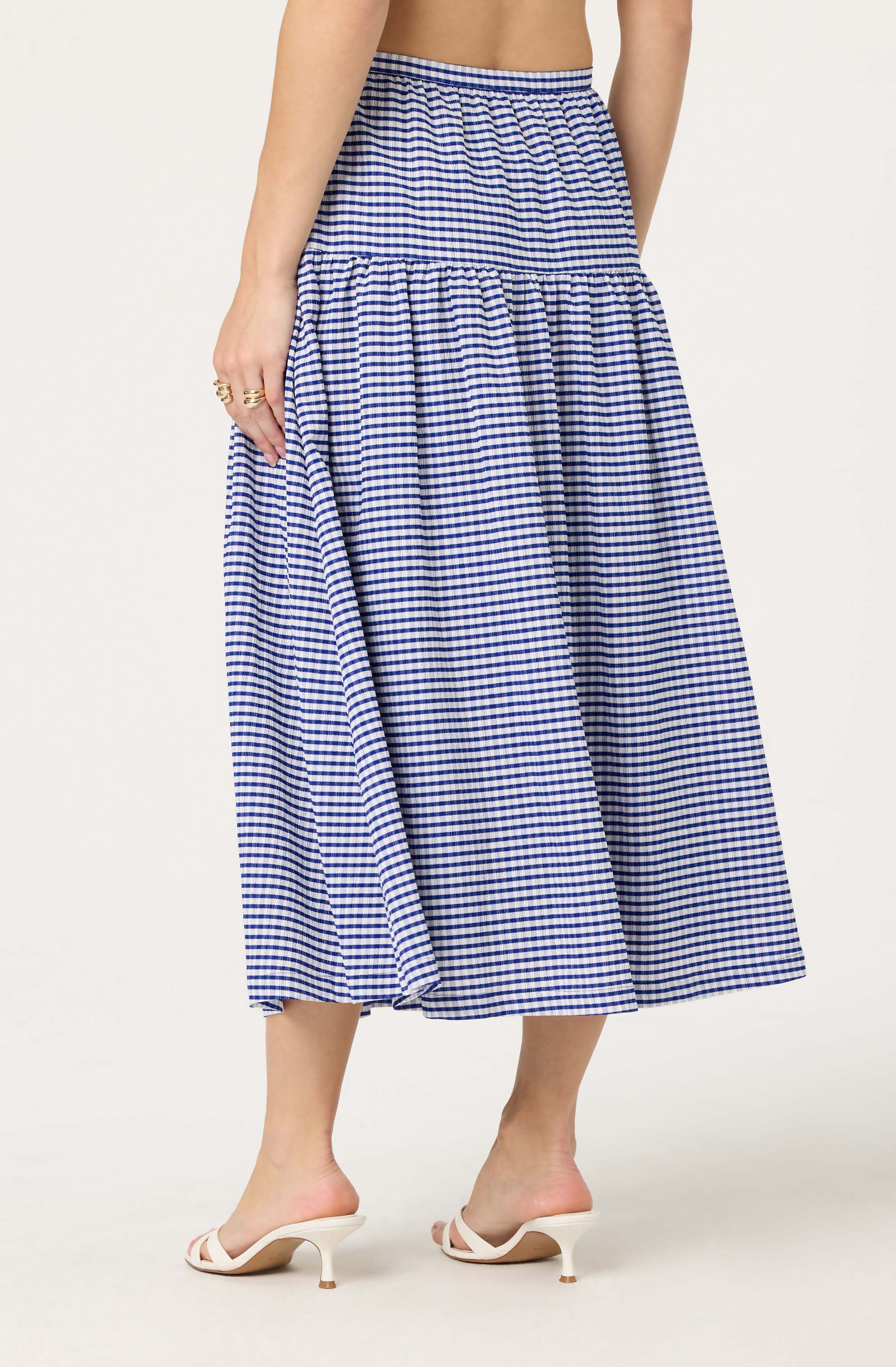Drop Waist Gingham Midi Skirt for Women - Vintage Plaid A-Line Skirt with Pockets - Perfect for Spring Summer Outfits, Picnics & Date Nights