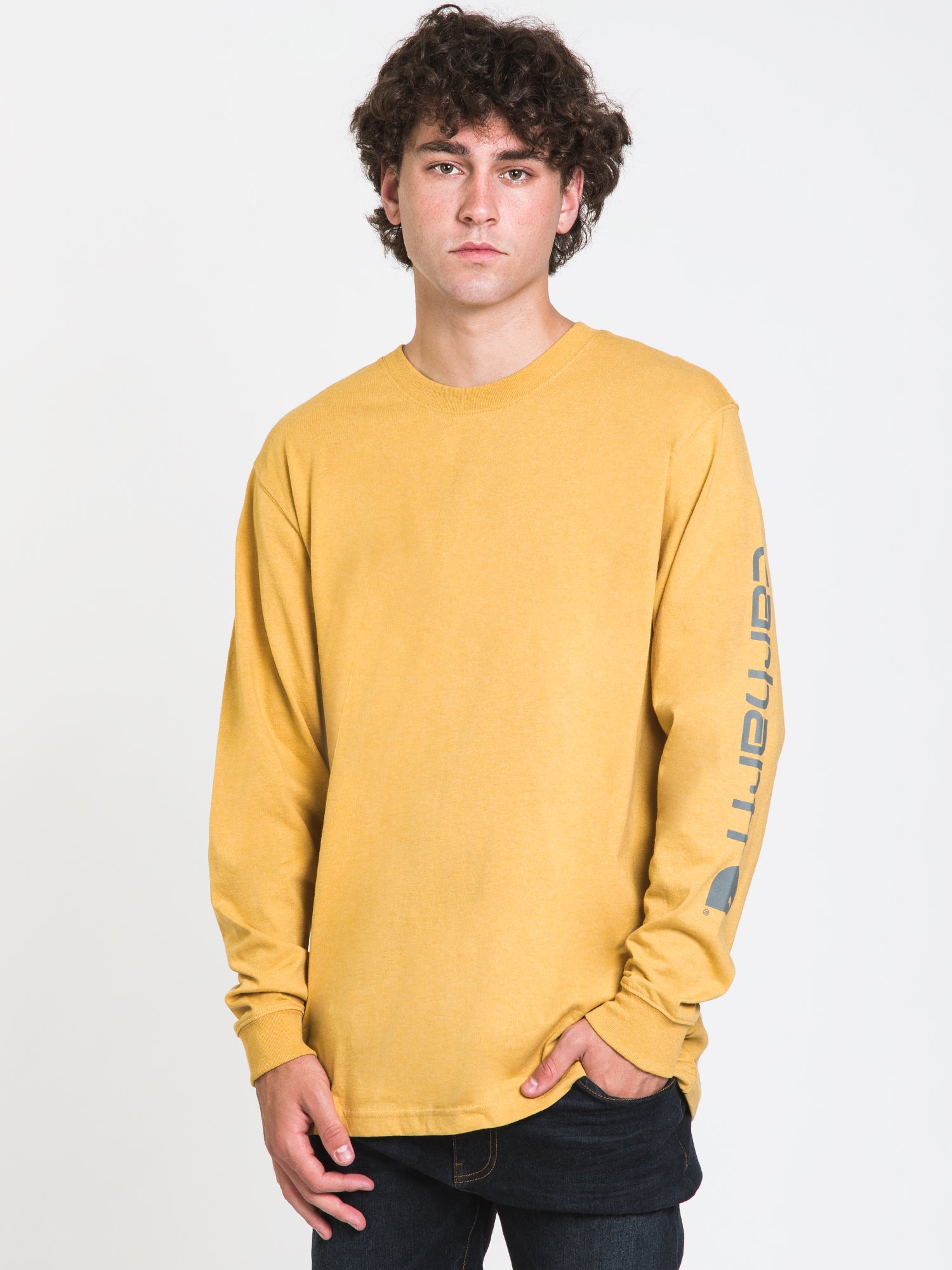 Carhartt Men's Signature Long Sleeve T-Shirt - Soft Cotton Work Shirt for Construction & Outdoor Activities - Clearance Sale