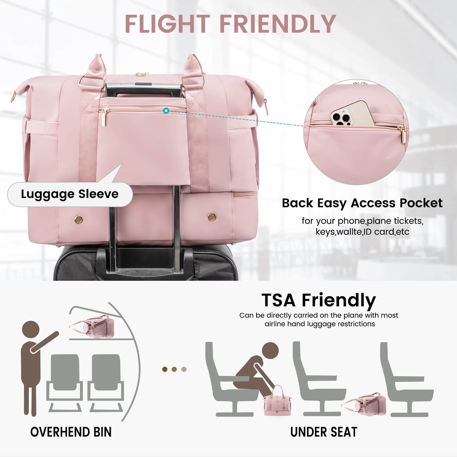 LOVEVOOK Gym Bag for Women - Travel Duffel Bag with USB Charging Port & Shoe Compartment | Weekender Overnight Bag with Toiletry Pouch | Perfect for Workout, Hospital Labor Delivery & Carry-On Travel