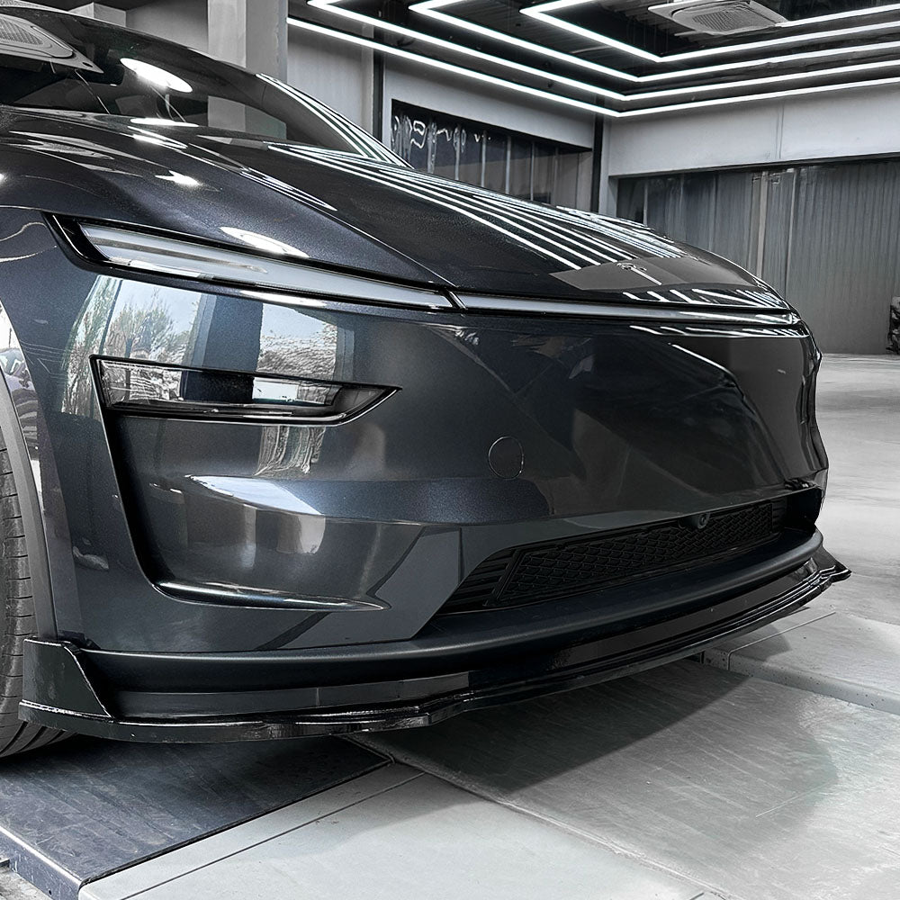 Aero Front Lip Spoiler for Tesla Model Y Juniper (2025+) - No Drip Design & OEM Push Clips | Enhance Style & Aerodynamics for Your EV