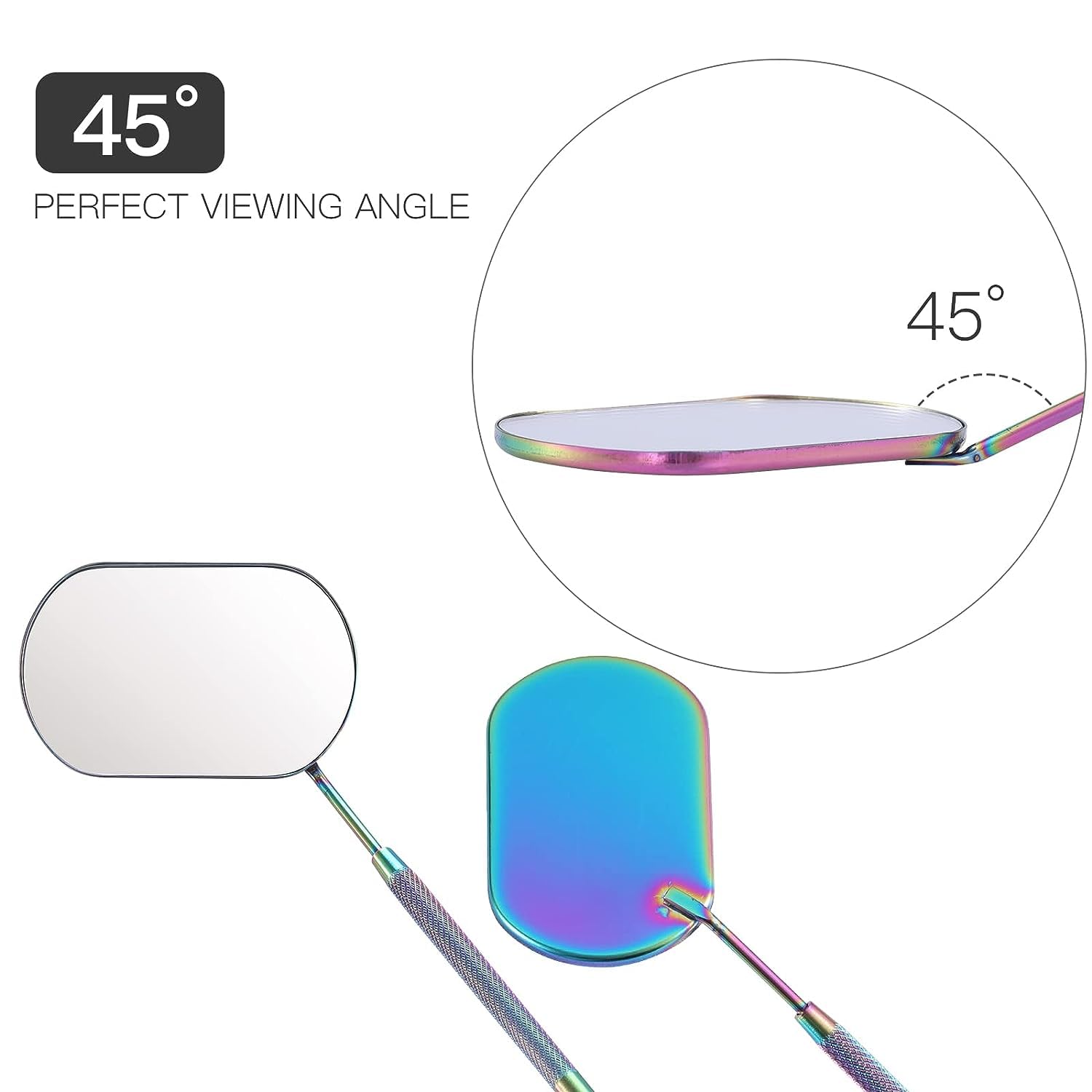 INOG Stainless Steel Eyelash Extension Mirror - Professional Rainbow Makeup Mirror for Lash Artists & DIY Beauty - Perfect for Salon, Home Use & Travel