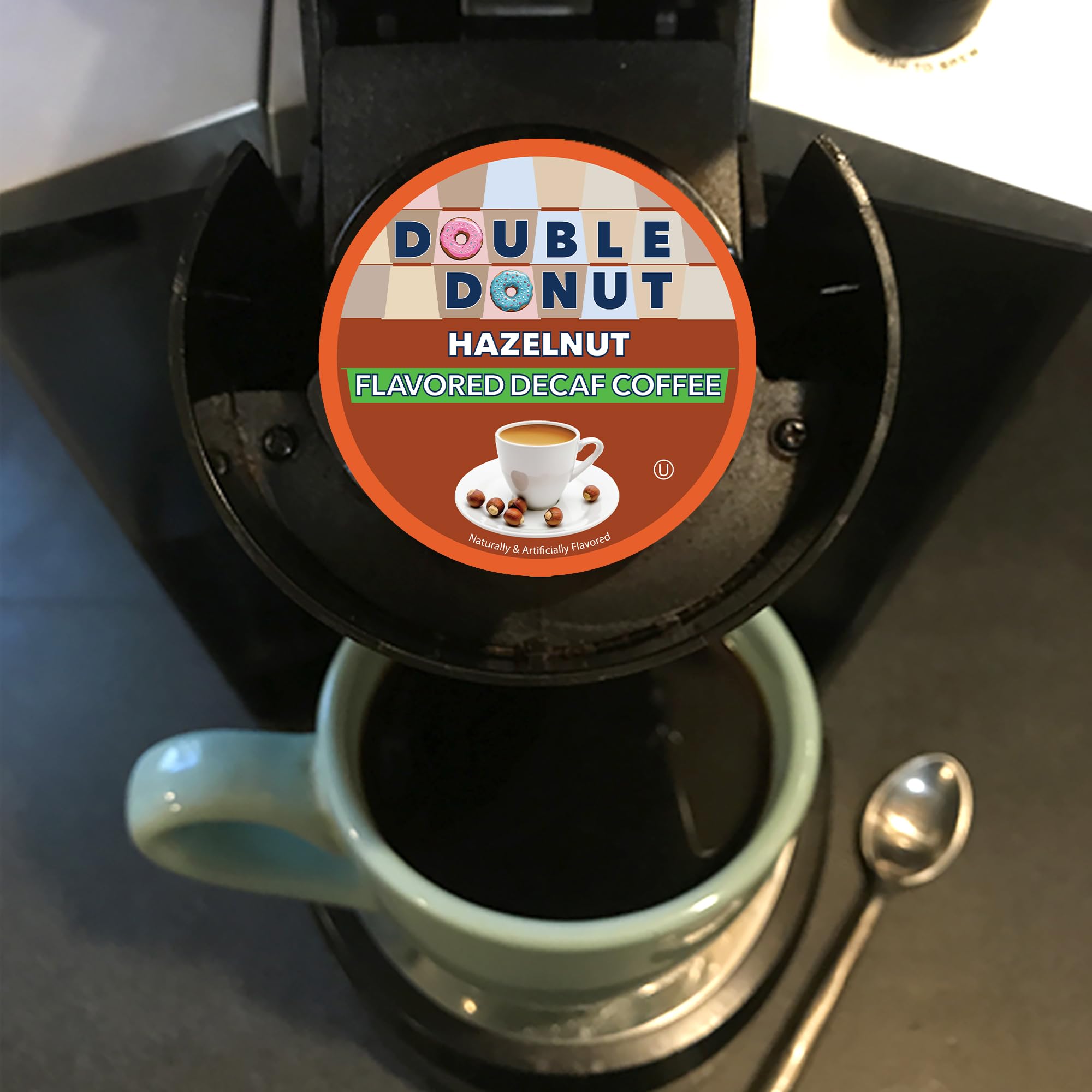 Double Donut Flavored Decaf Coffee Pods for Keurig K-Cup Machines - Medium Roast Decaf Hazelnut Coffee - 80 Count (Pack of 1) - Perfect for Office, Home & Gift Giving