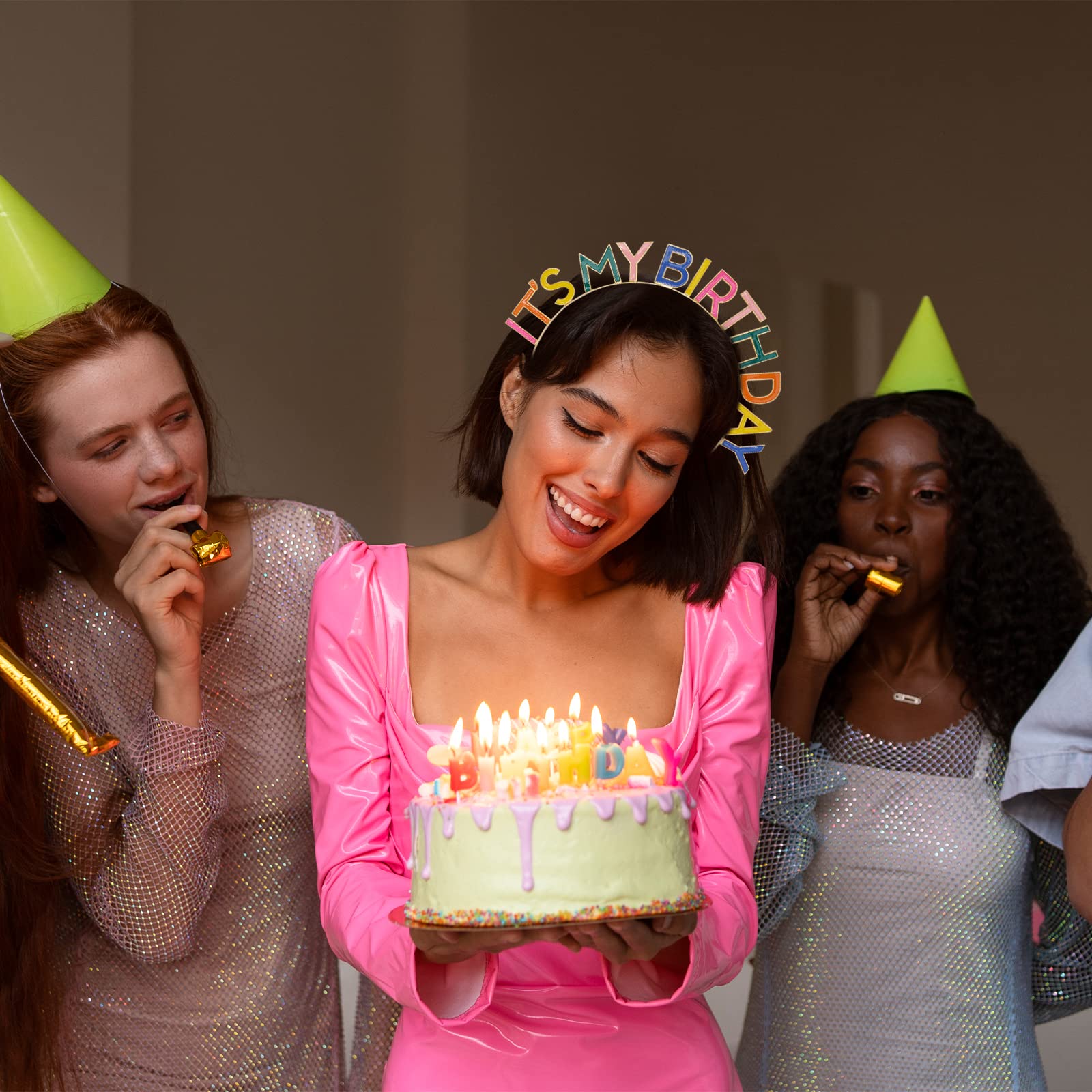 Rainbow Birthday Crown Headband - Sparkly Party Decor for Women & Girls | Perfect for Birthday Celebrations, Photo Booths & Special Events