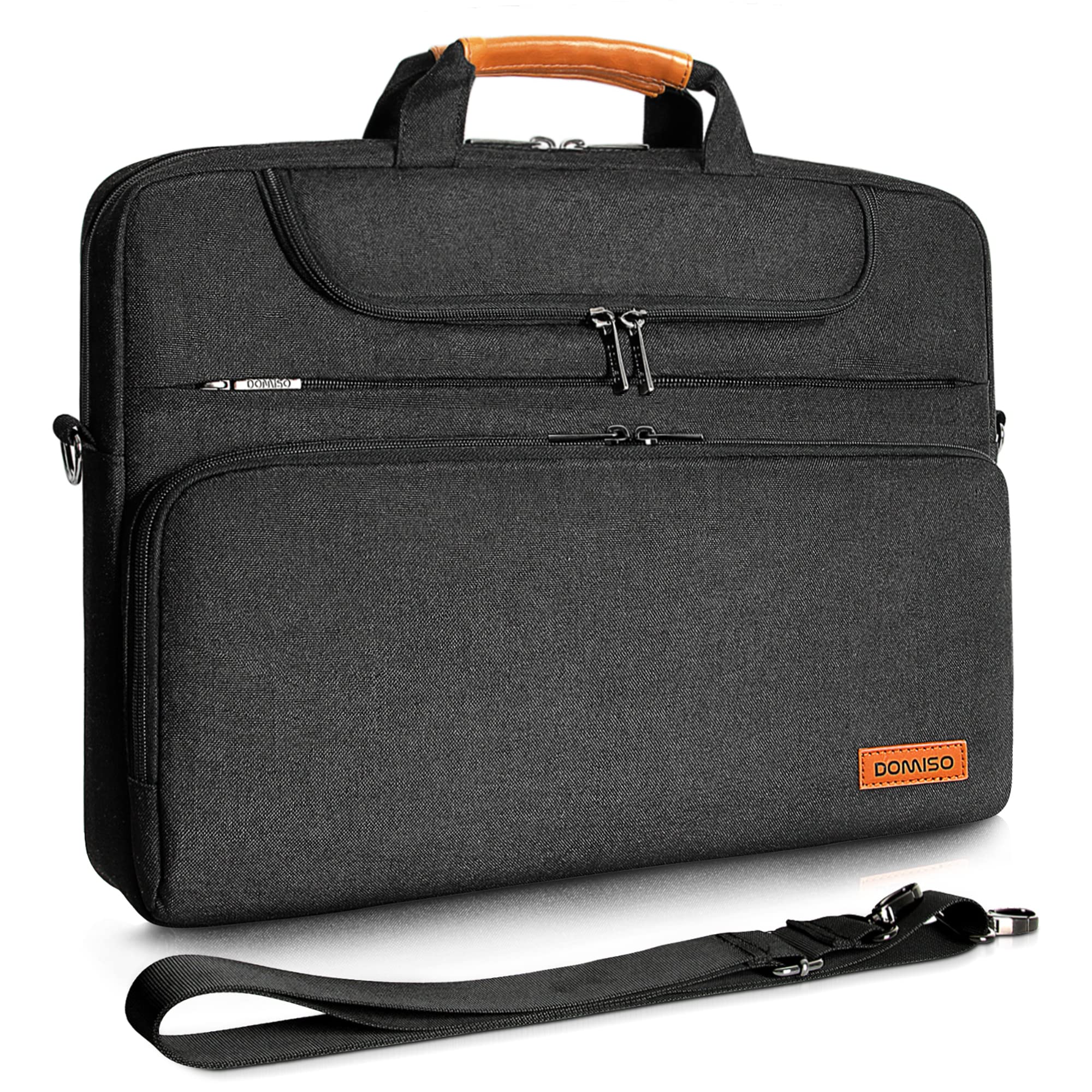 DOMISO 14 Inch Waterproof Laptop Sleeve Bag - Multi-Functional Business Briefcase & Messenger Shoulder Bag for 14