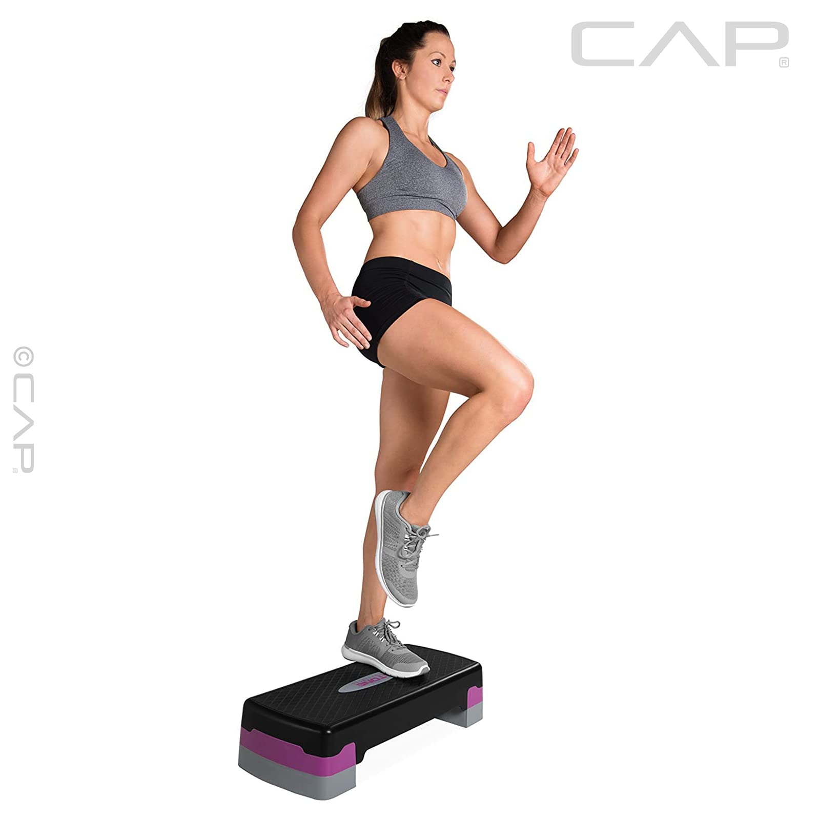Tone Fitness Compact Aerobic Step Platform - Adjustable Exercise Stepper for Home Workouts, Cardio Training & Fitness Routines | Perfect for Step Aerobics, HIIT & Strength Training