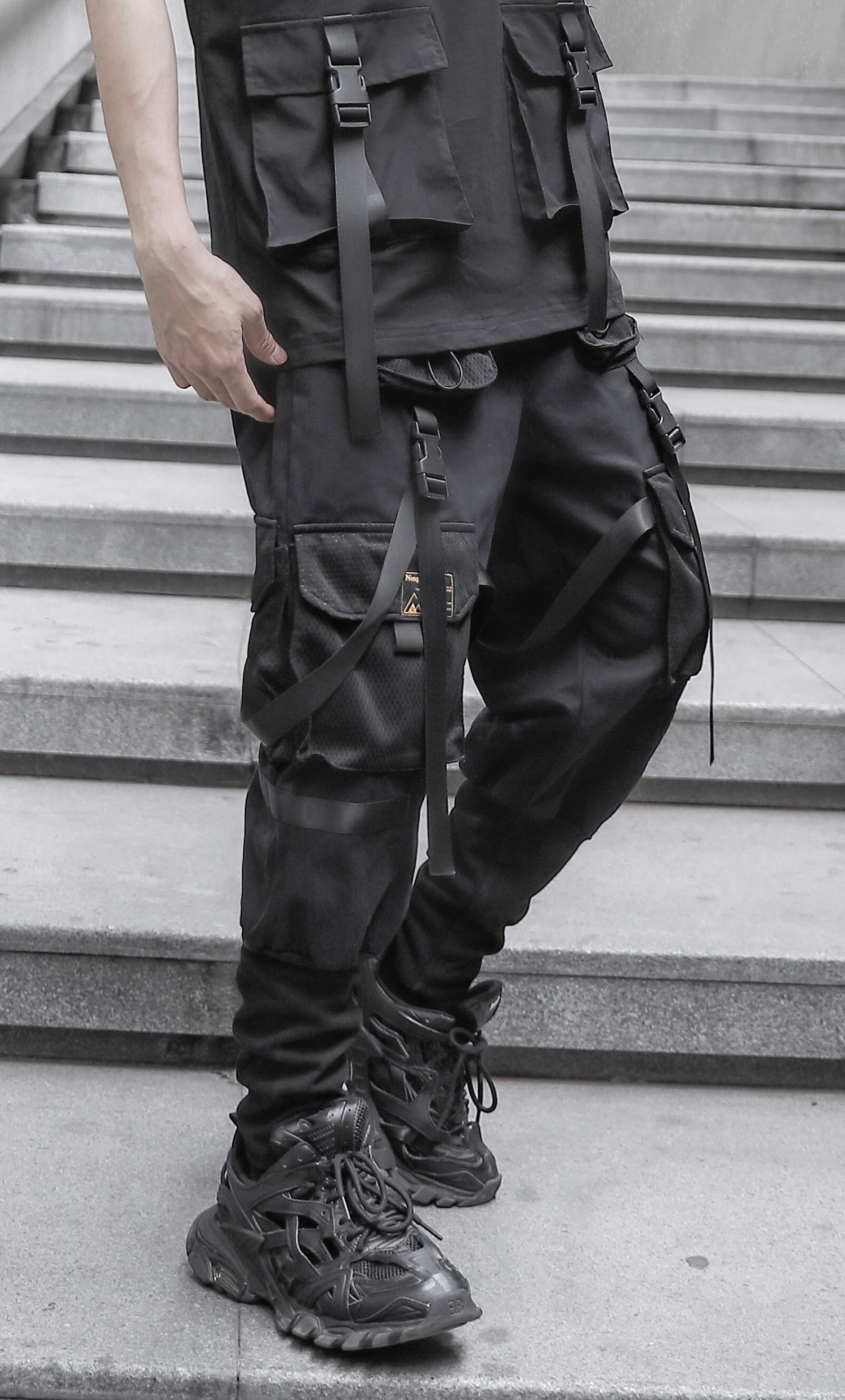 Men's Punk Streetwear Cargo Jogger Pants - Stylish Outdoor & Casual Wear for Urban Fashion, Hiking & Street Style