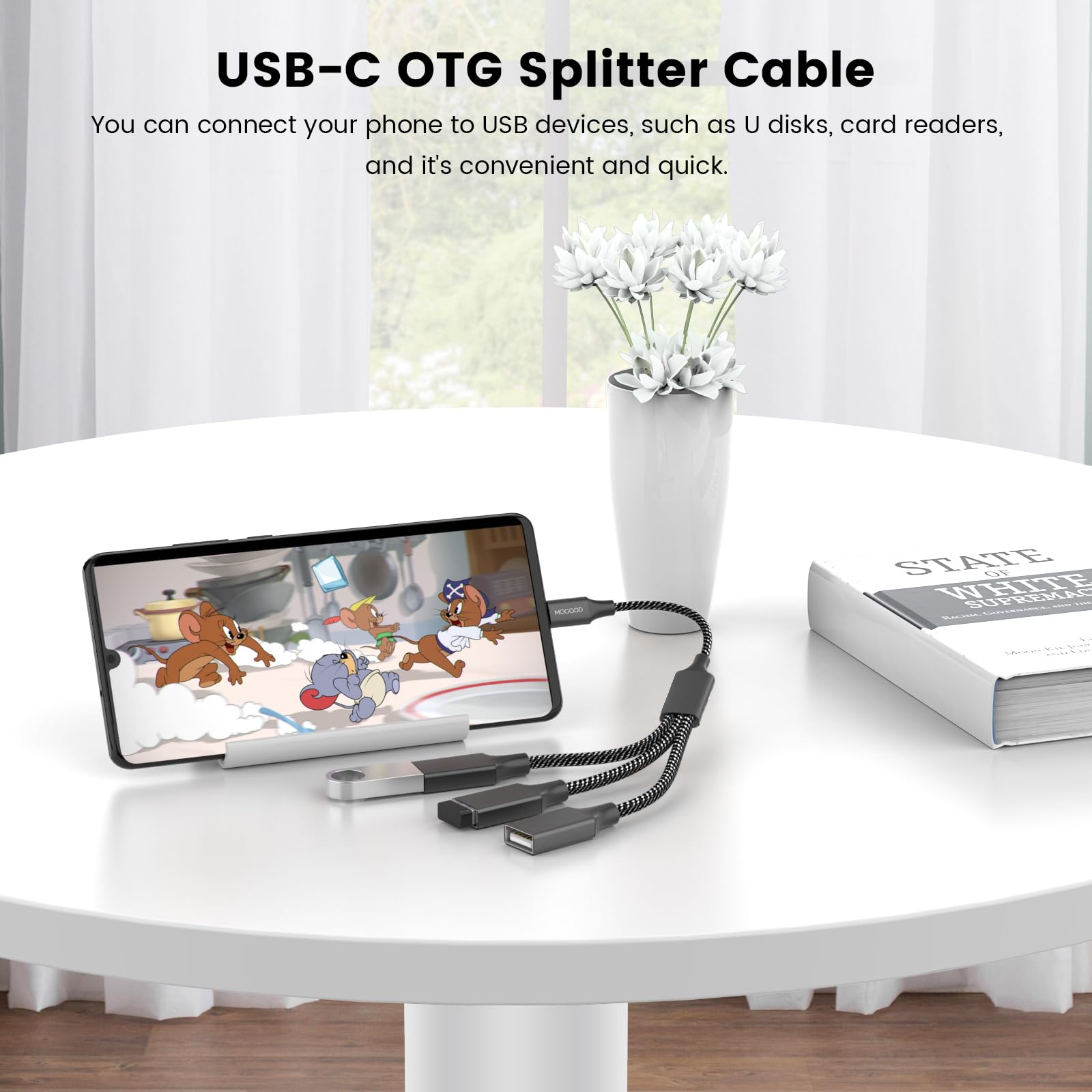 USB C to 3 USB A Female Splitter Adapter - 3-Port USB 2.0 Hub Converter for MacBook, iPad Pro/Air, Surface Go, PC & Laptop - Perfect for Charging Multiple Devices Simultaneously