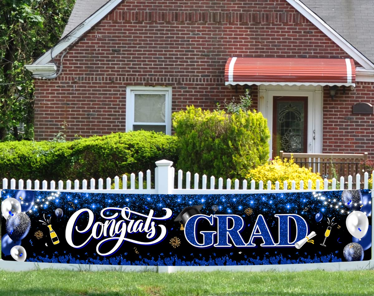 2025 Graduation Party Decorations - Congrats Grad Yard Sign & Banner for Class of 2025 - Blue & Black Graduation Supplies - Perfect for Outdoor Celebrations & Photo Backdrops